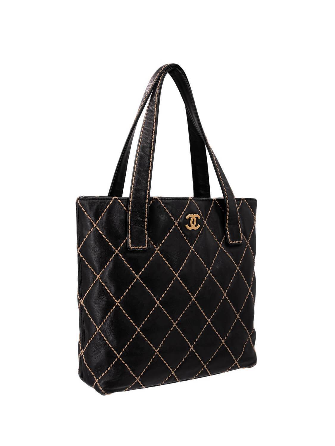 Chanel Quilted Leather Surpique Bag Black
