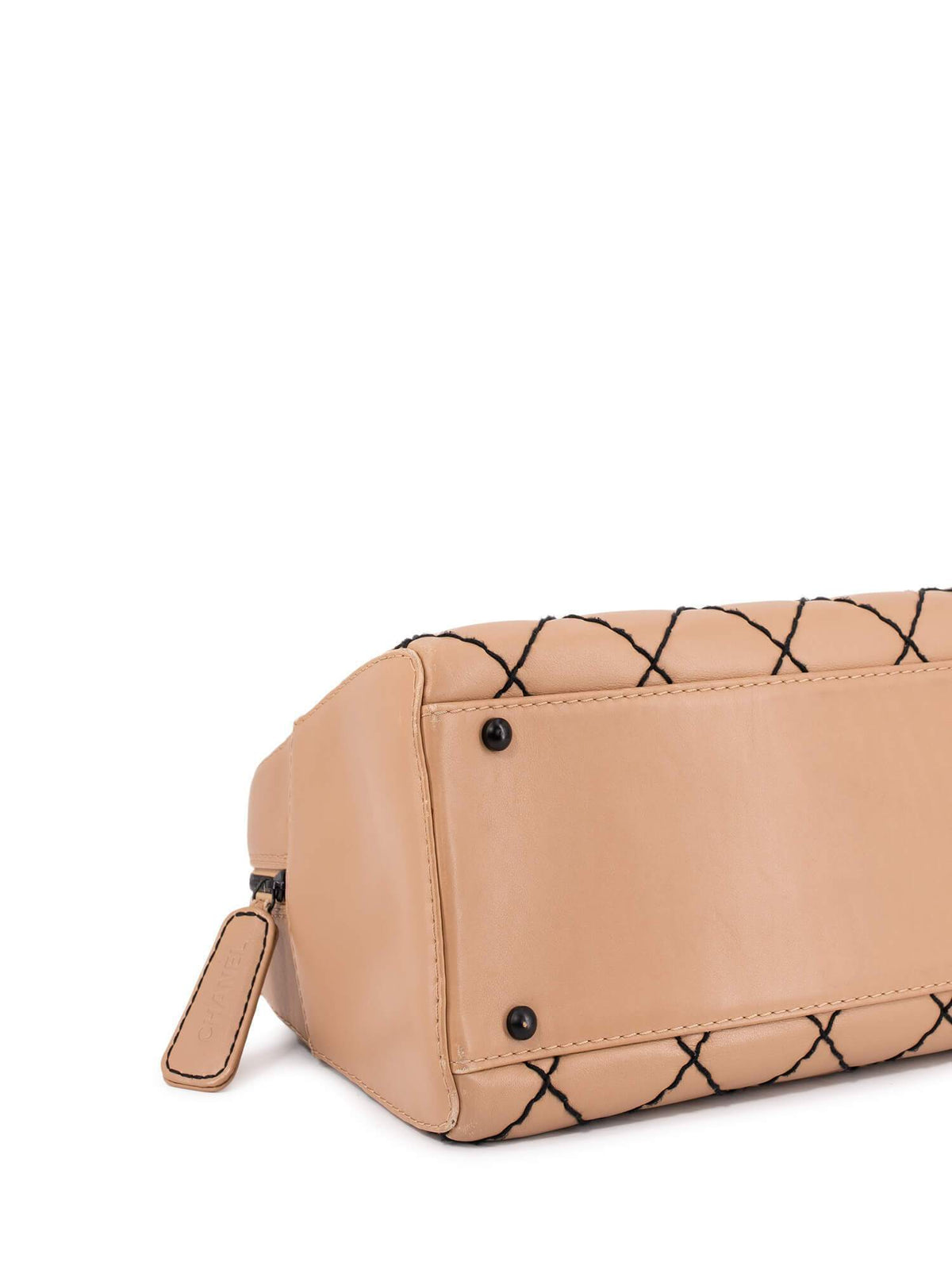 Chanel Quilted Leather Surpique Bowler Bag Beige