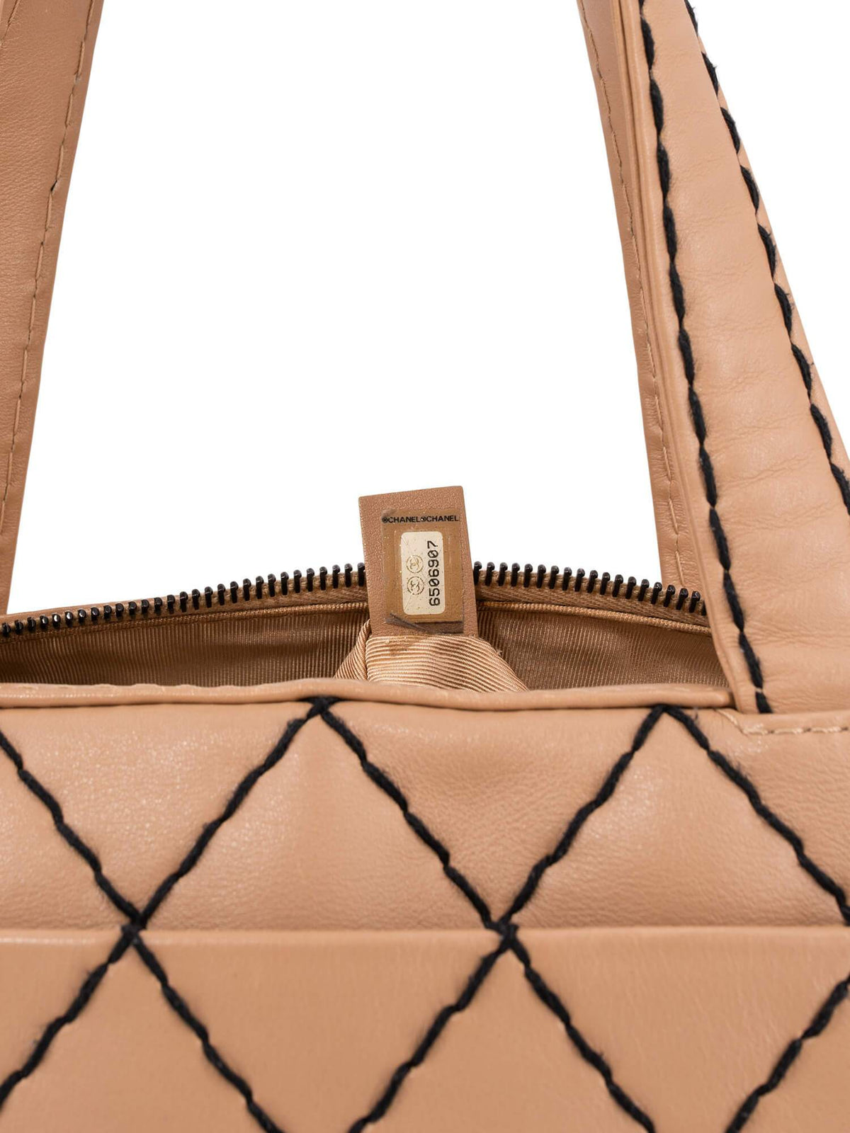 Chanel Quilted Leather Surpique Bowler Bag Beige