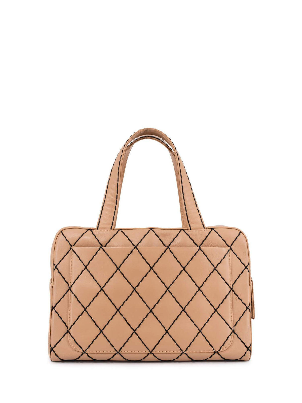 Chanel Quilted Leather Surpique Bowler Bag Beige