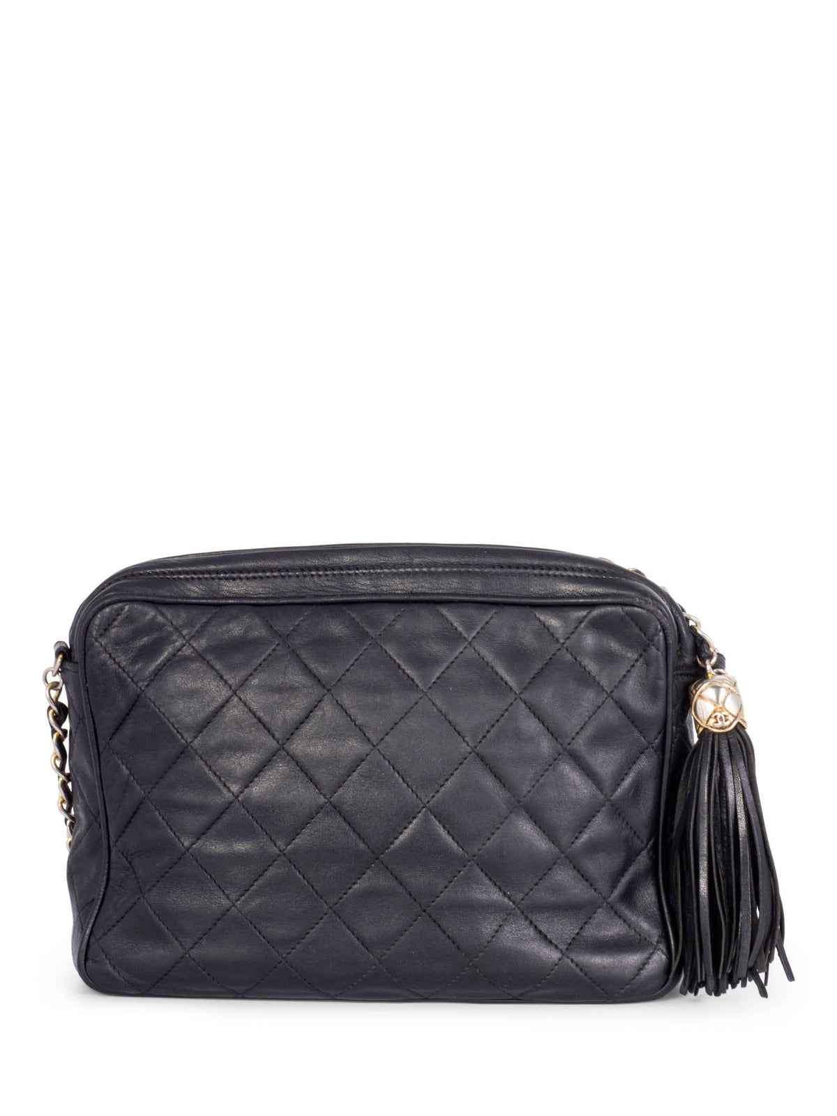 Chanel Quilted Leather Tassel Camera Bag Black