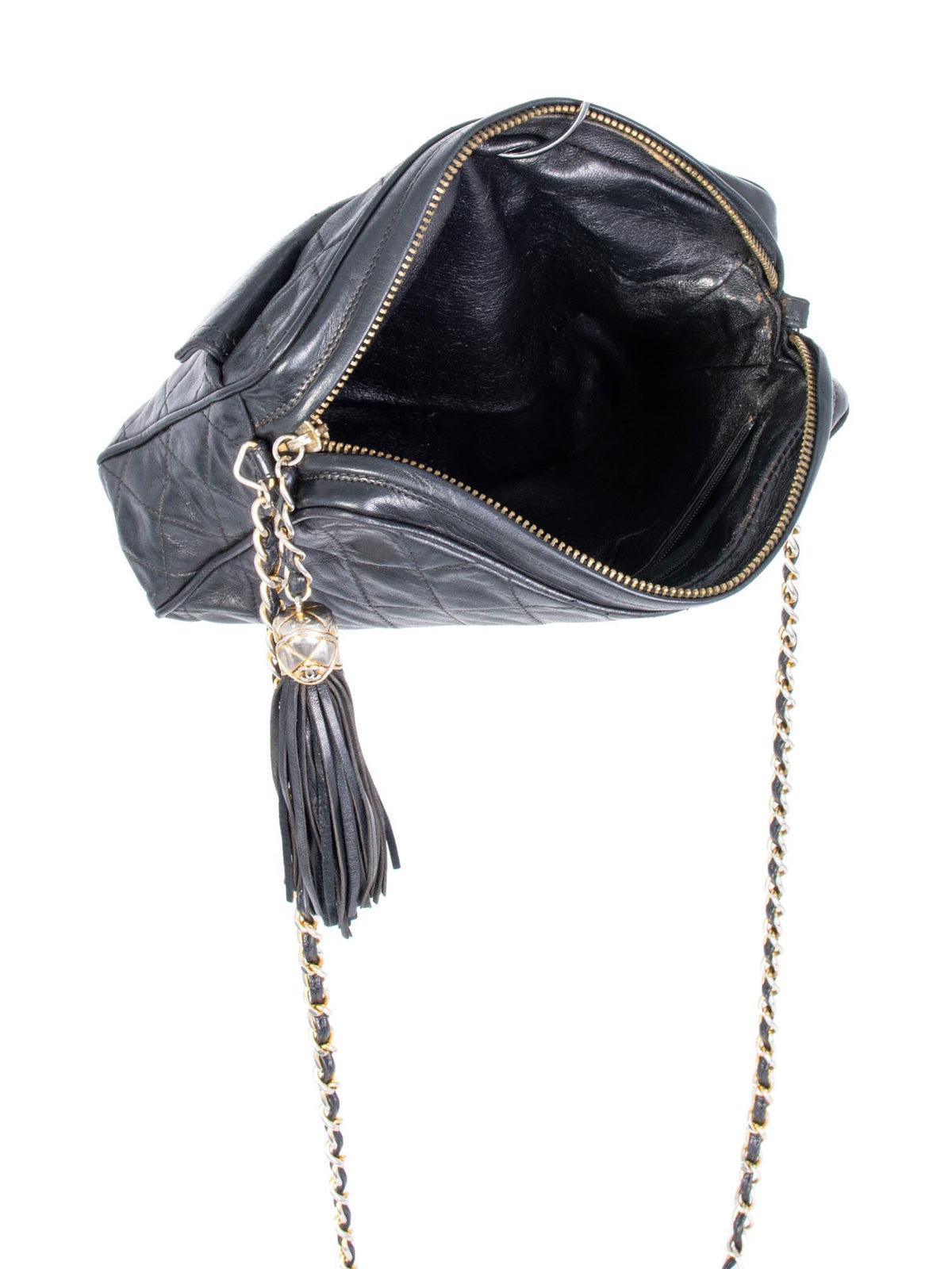 Chanel Quilted Leather Tassel Camera Bag Black
