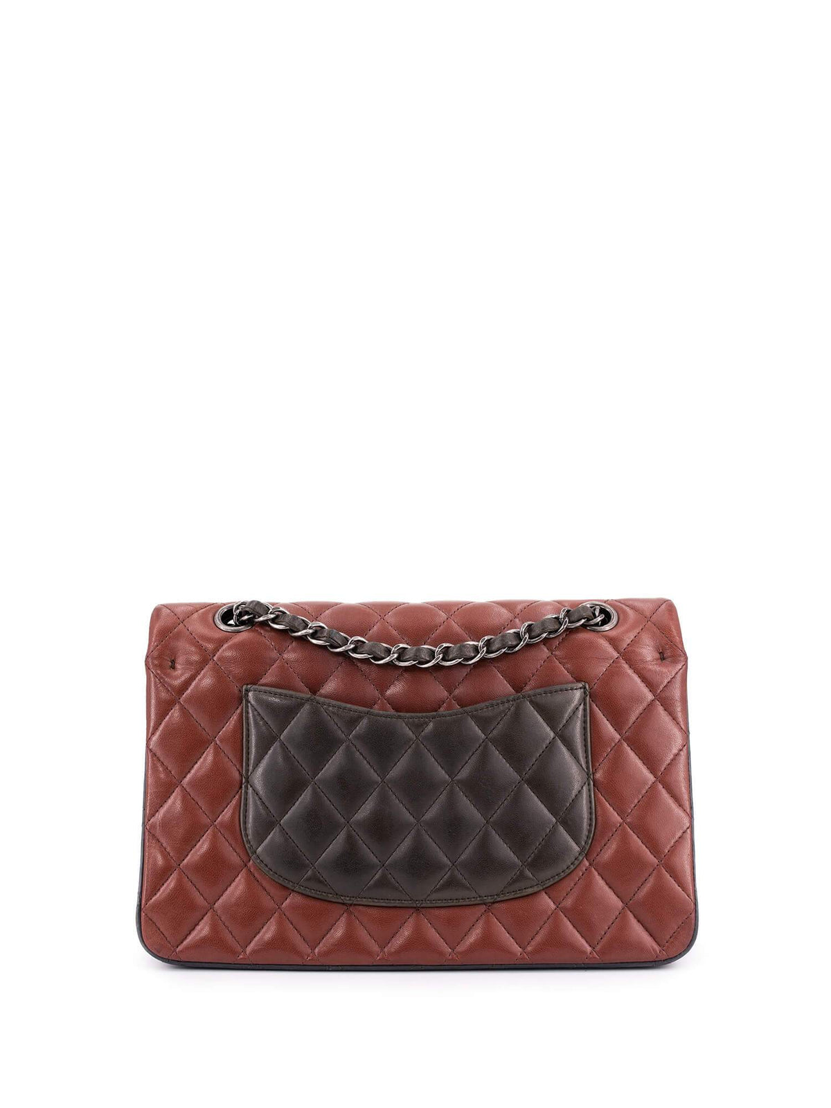 Chanel Quilted Leather Tri-Color Medium Double Flap Bag Burgundy