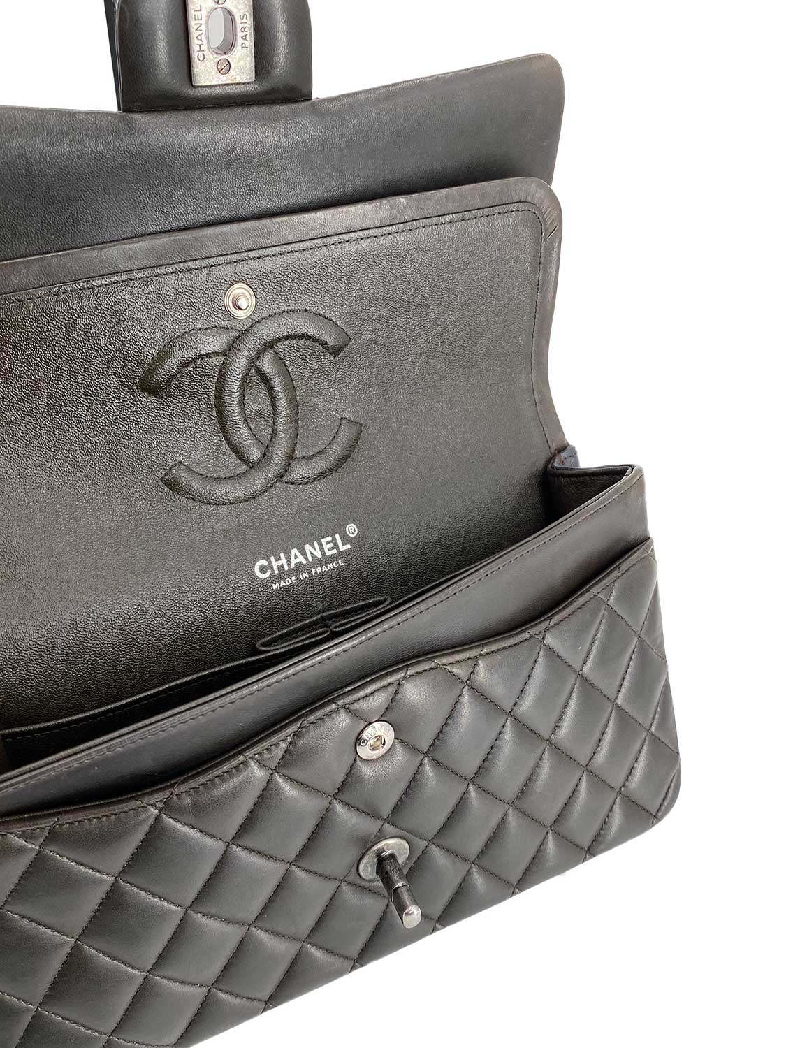 Chanel Quilted Leather Tri-Color Medium Double Flap Bag Burgundy