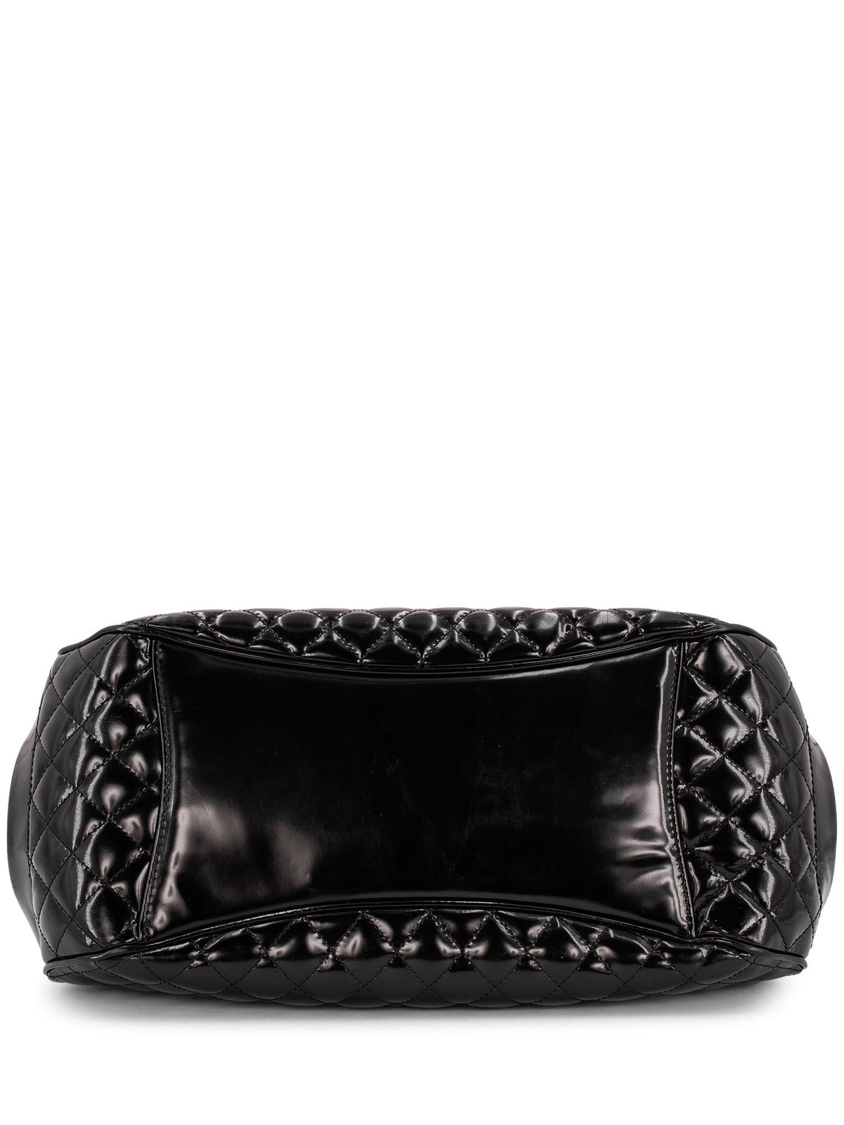 Chanel Quilted Patent Leather CC Logo Top Handle Bag Black
