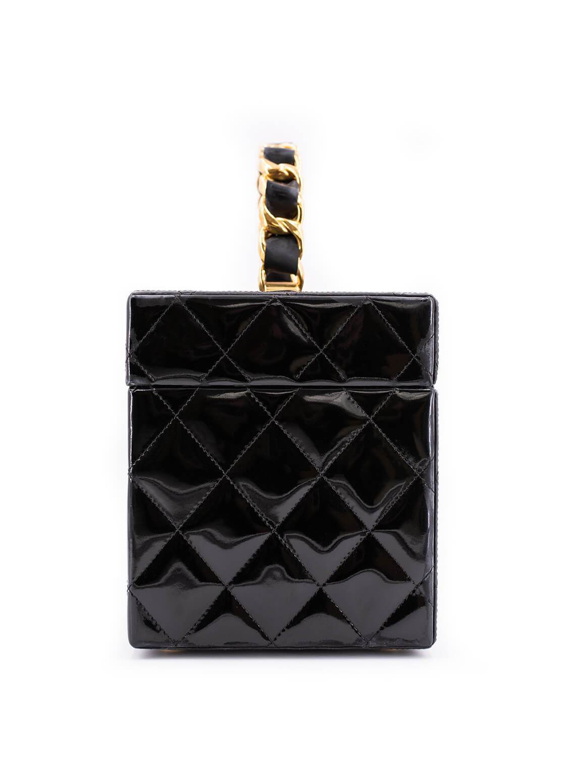 Chanel Quilted Patent Leather CC Trunk Bag Black