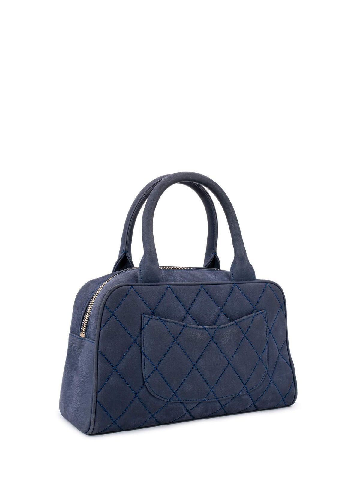 Chanel Quilted Soft Caviar Leather Mini Tassel Bowling Bag Blue
