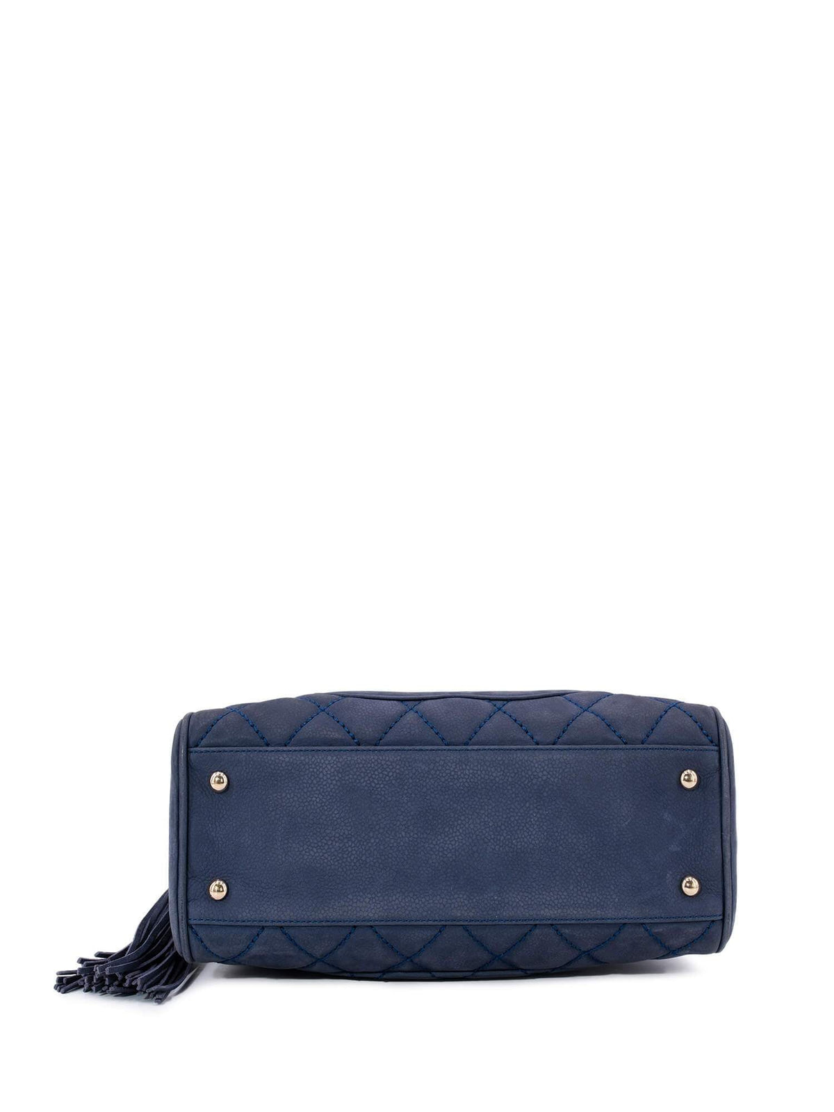 Chanel Quilted Soft Caviar Leather Mini Tassel Bowling Bag Blue