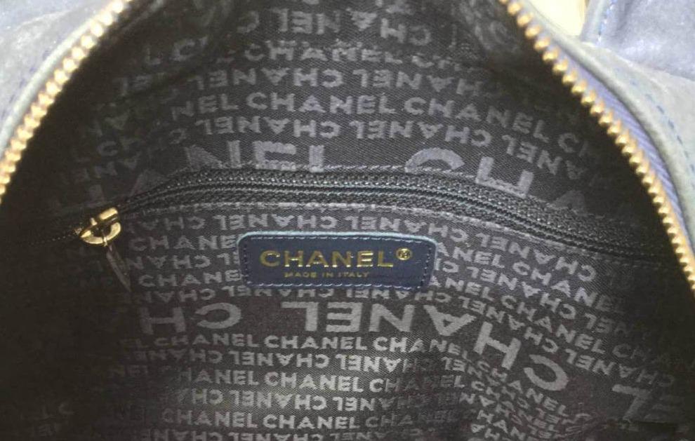 Chanel Quilted Soft Caviar Leather Mini Tassel Bowling Bag Blue