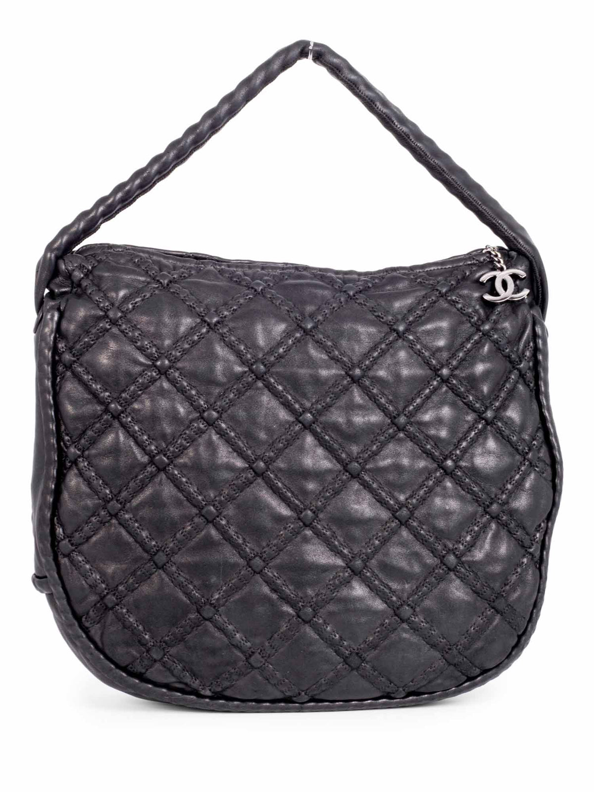 Chanel Quilted Soft Leather Hobo Bag Black