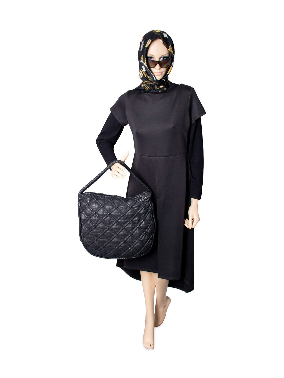 Chanel Quilted Soft Leather Hobo Bag Black
