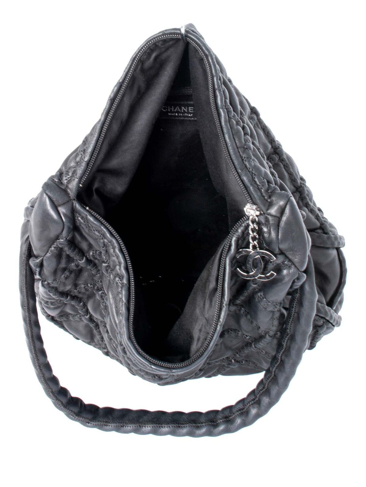 Chanel Quilted Soft Leather Hobo Bag Black