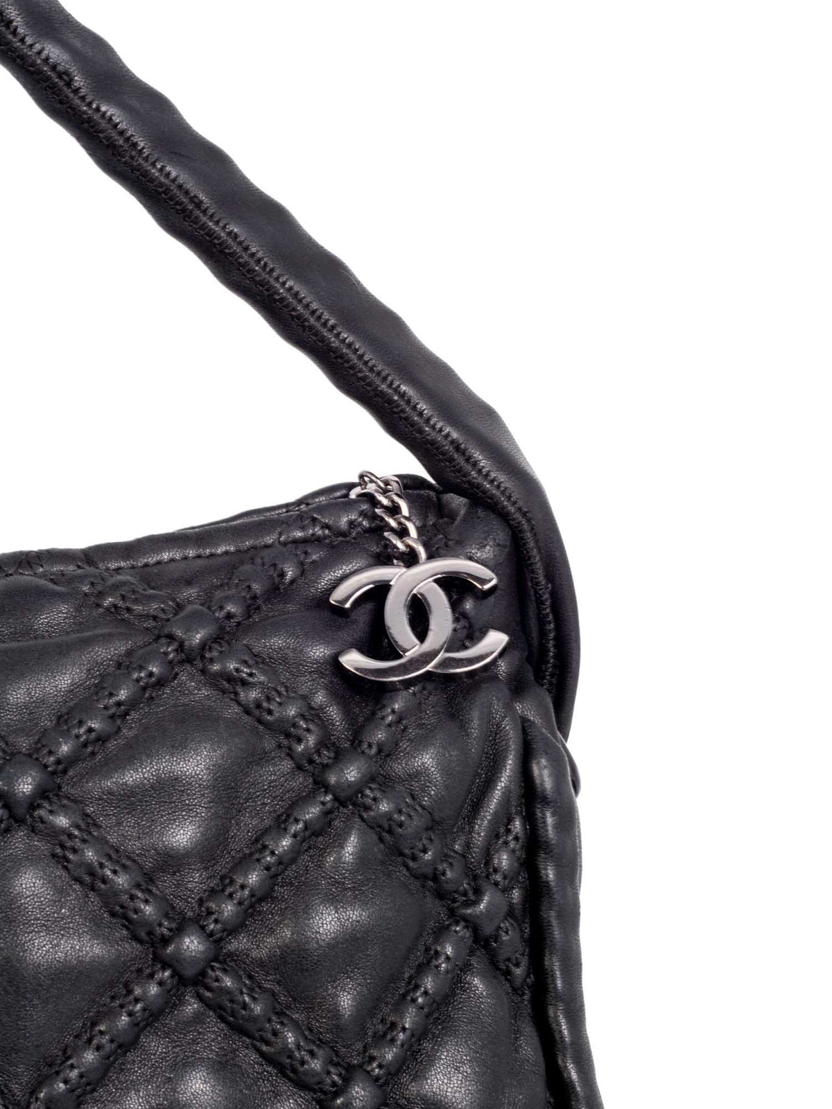 Chanel Quilted Soft Leather Hobo Bag Black