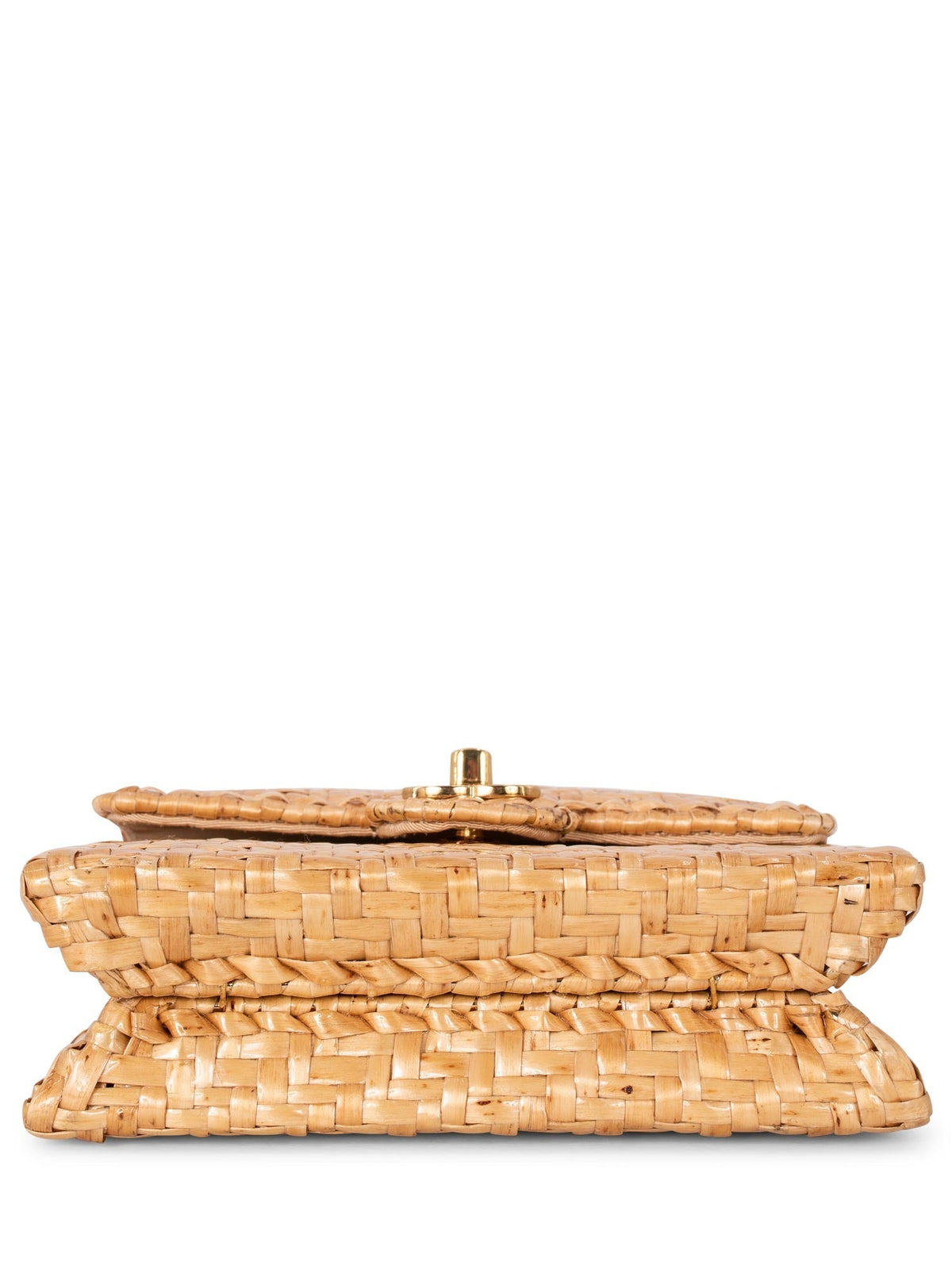 Chanel Raffia Straw Woven Mini Square Bag Gold