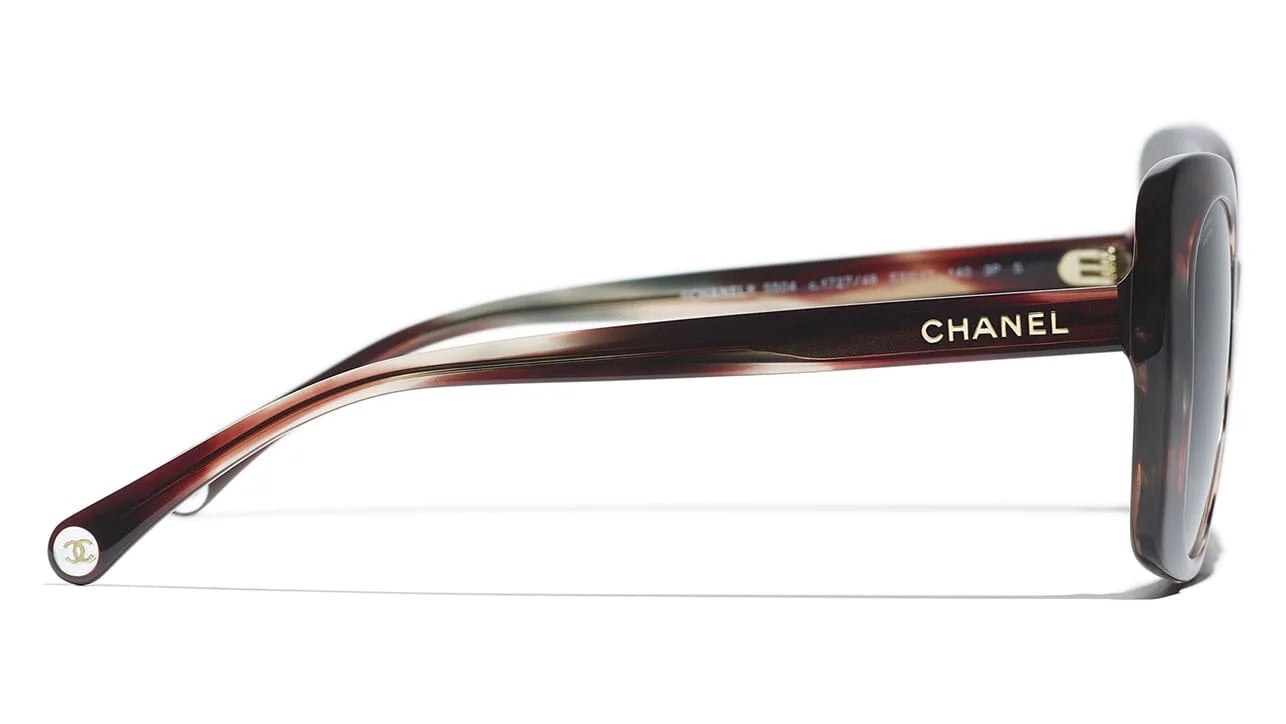 CHANEL 5504 CRYSTAL BROWN GRAY MIX POLARIZED RECTANGLE SUNGLASSES