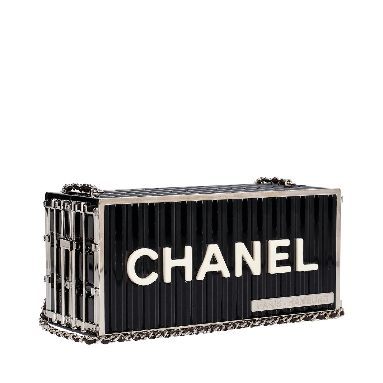 CHANEL Resin Paris Hamburg Minaudiere Shoulder Bag Black