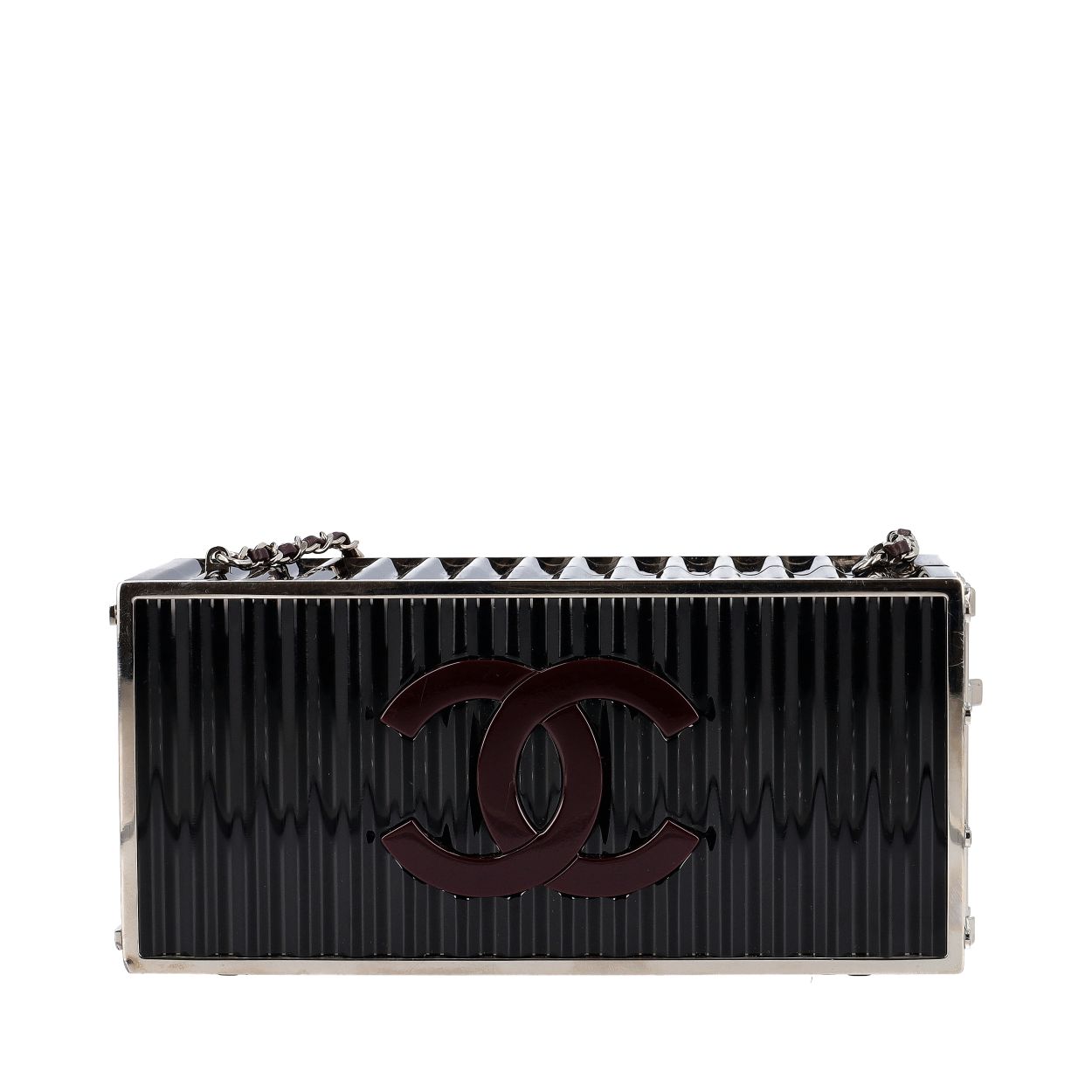 CHANEL Resin Paris Hamburg Minaudiere Shoulder Bag Black