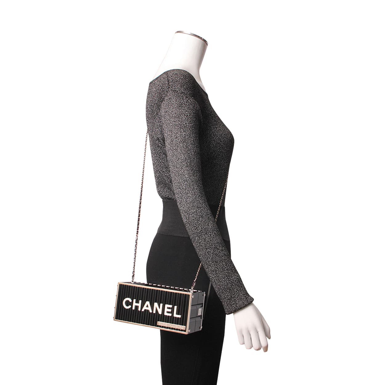 CHANEL Resin Paris Hamburg Minaudiere Shoulder Bag Black