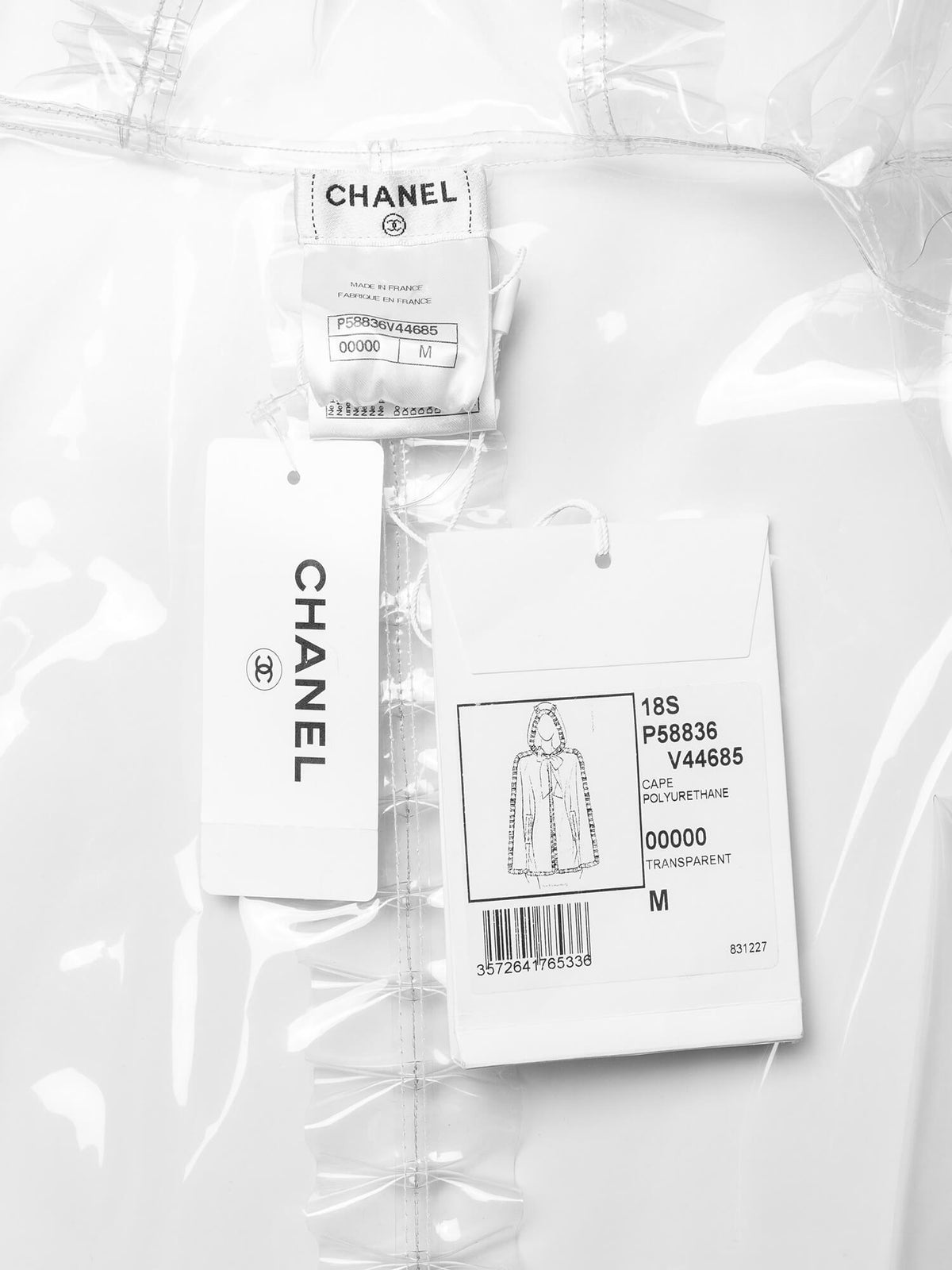 Chanel Runway Fringe Hooded Poncho Coat Clear