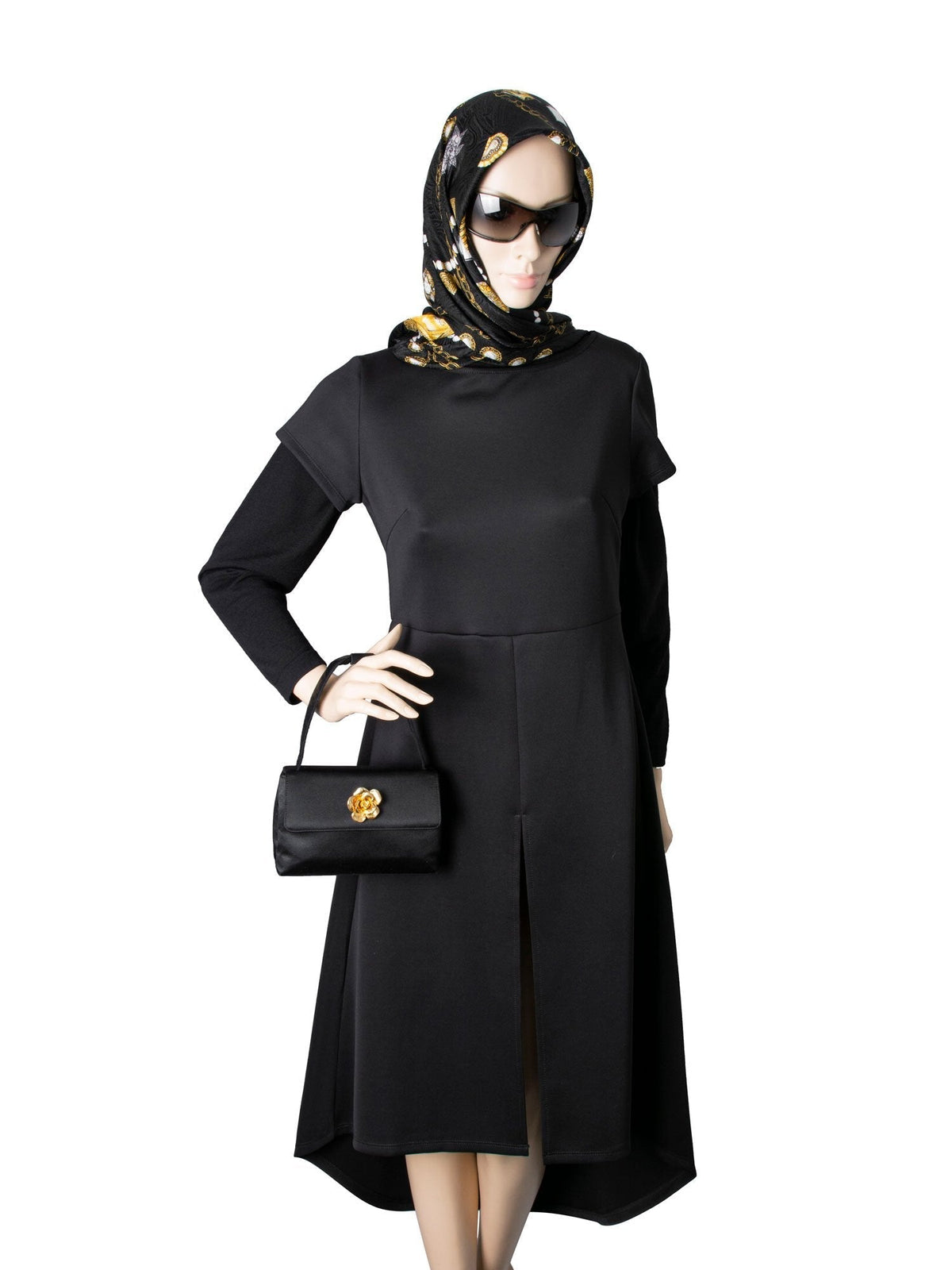 Chanel Satin K Gold Camellia Mini Flap Bag Black