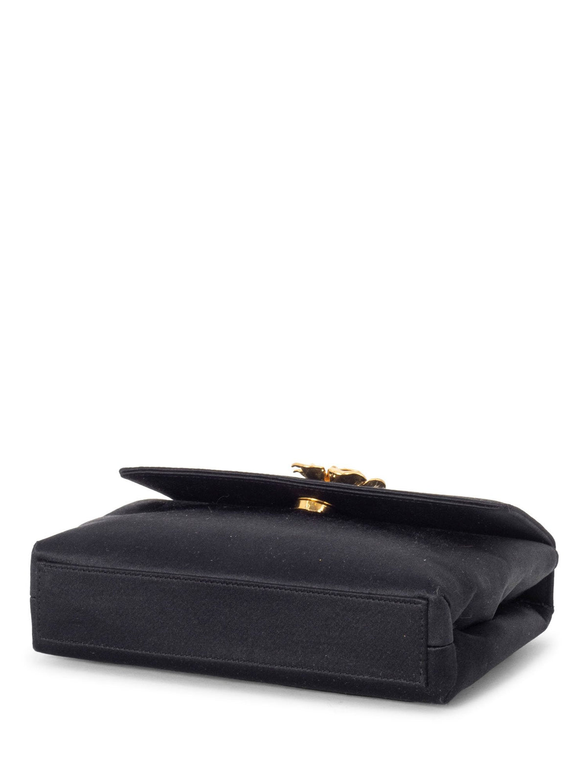 Chanel Satin K Gold Camellia Mini Flap Bag Black