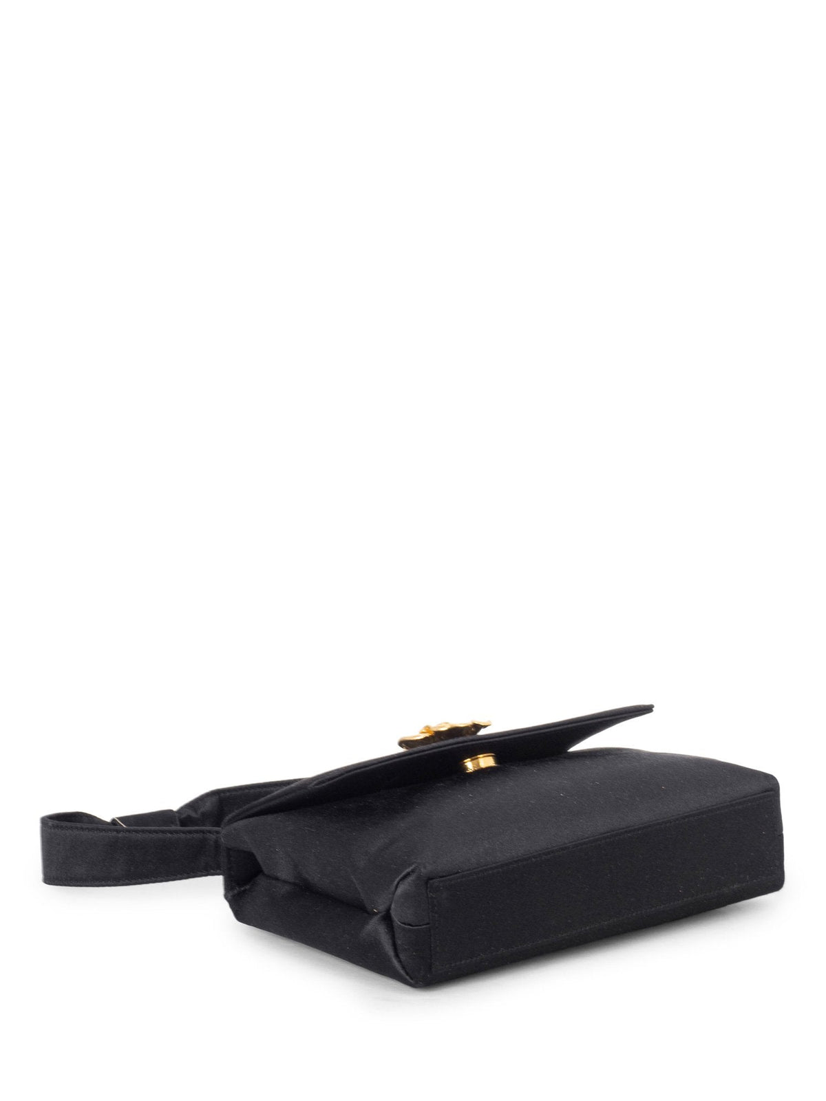 Chanel Satin K Gold Camellia Mini Flap Bag Black