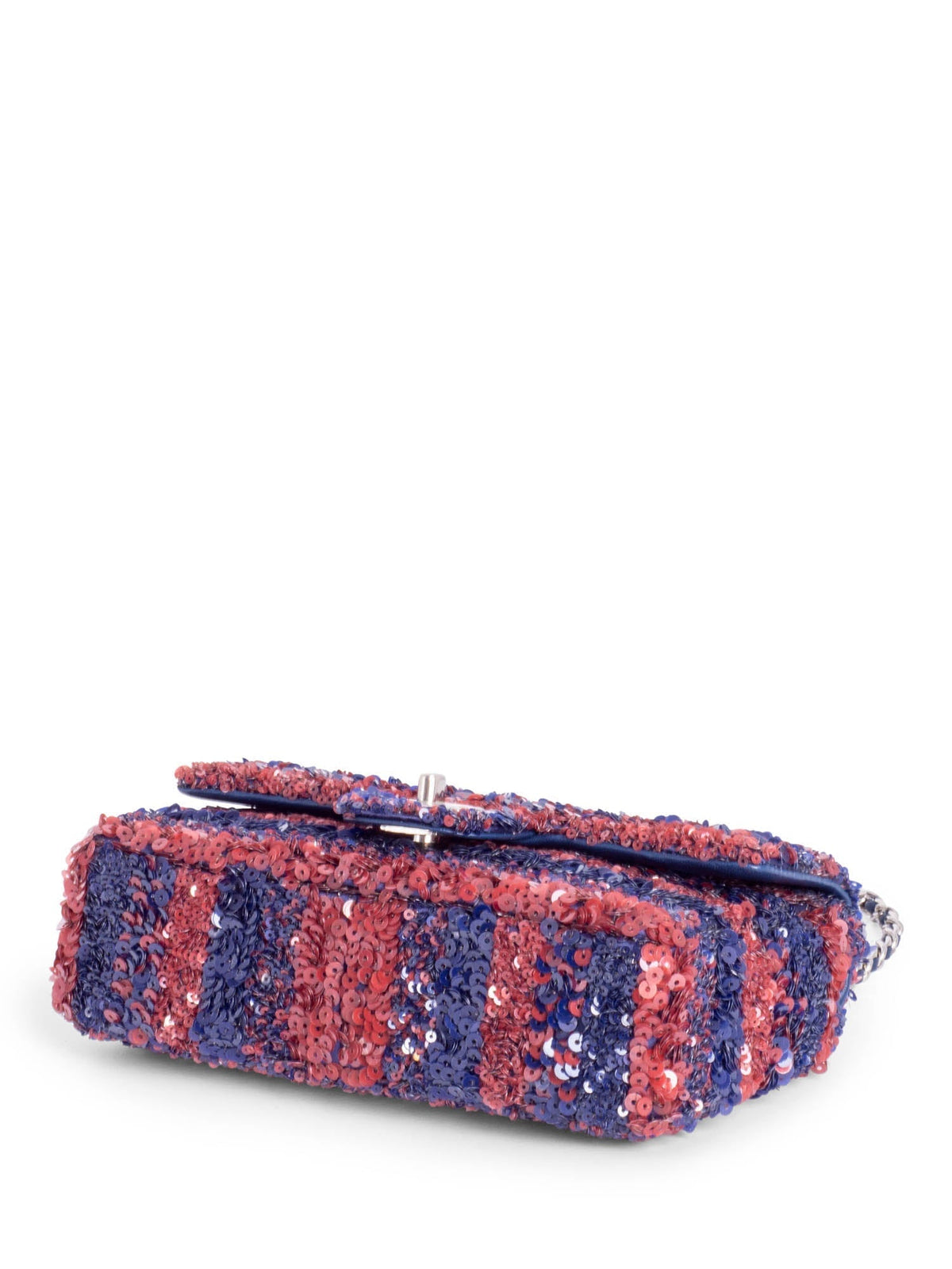 Chanel Sequin Logo Mini Rectangular Flap Bag Red Blue