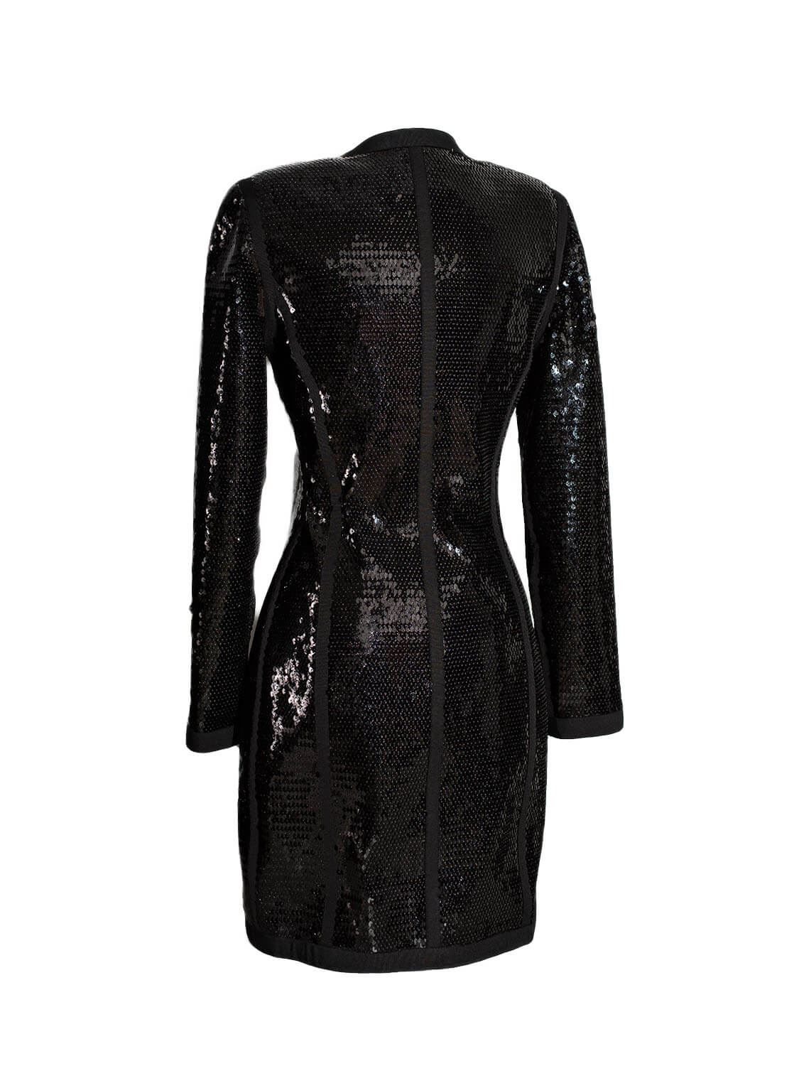 Chanel Shiny Sequin Long Sleeve Mini Dress Black