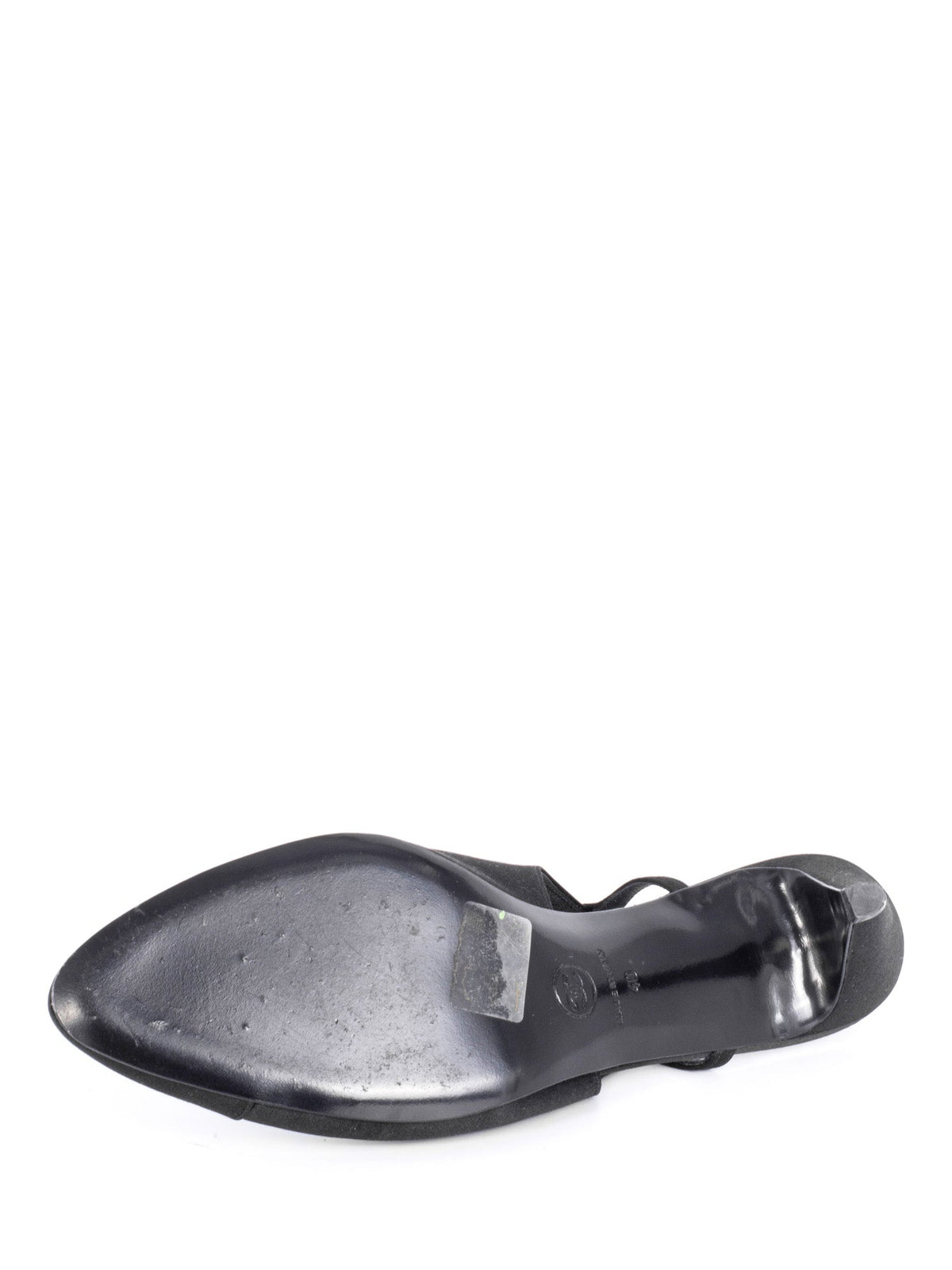 Chanel Silk CC Logo Cap Toe Sling Back Kitten Heels Black