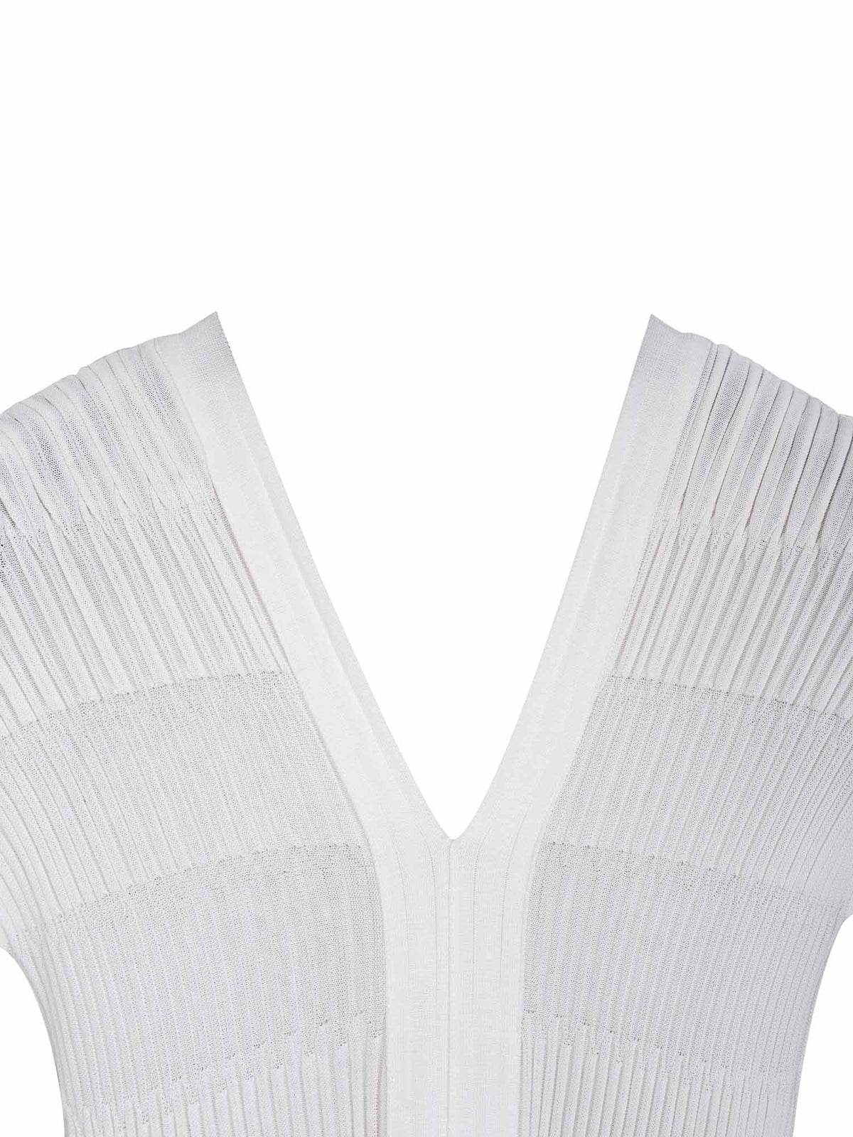 Chanel Silk Camellia Pleated Belted Knit Dress White