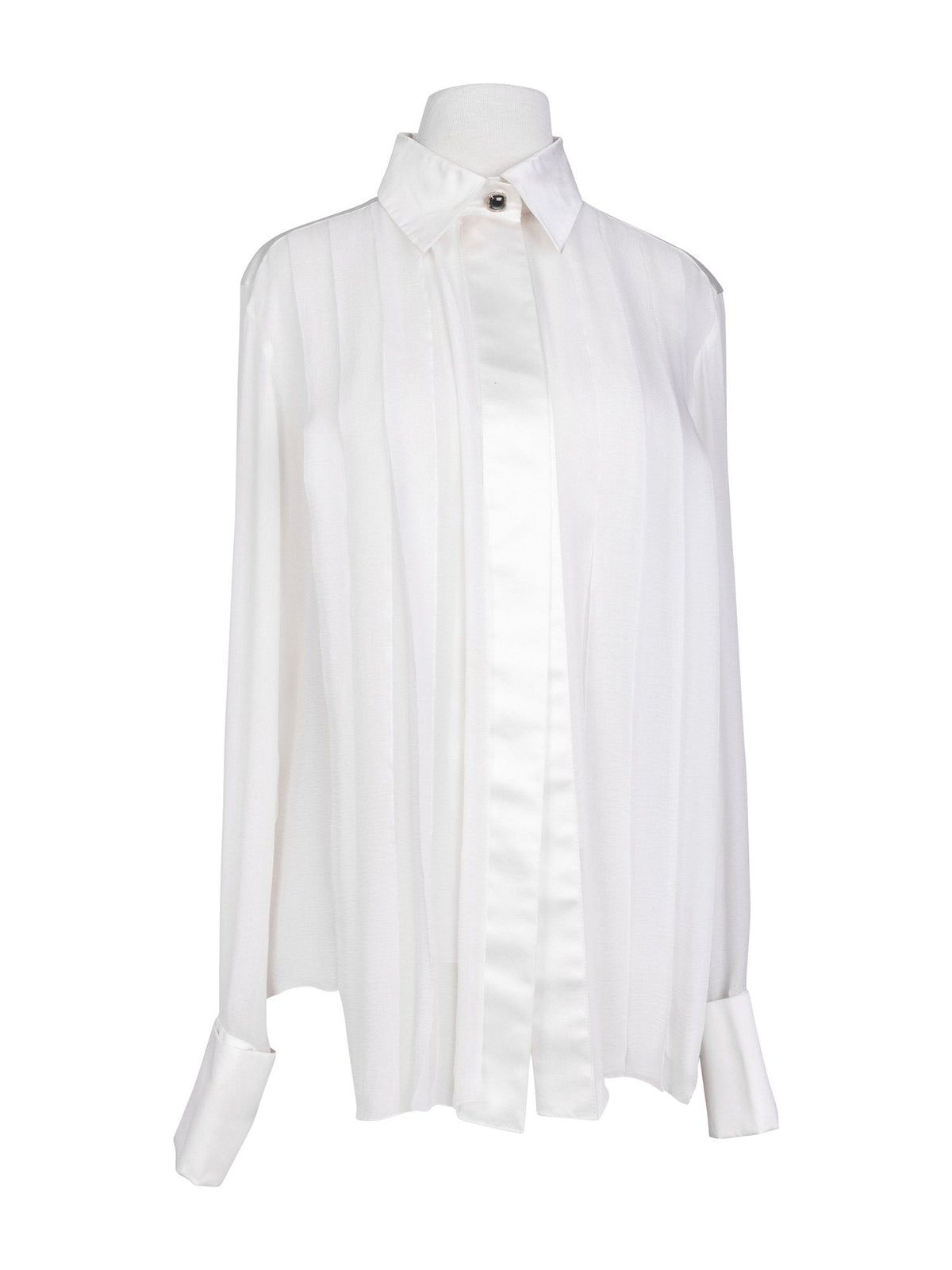 Chanel Silk Gripoix Pleated Blouse Ivory