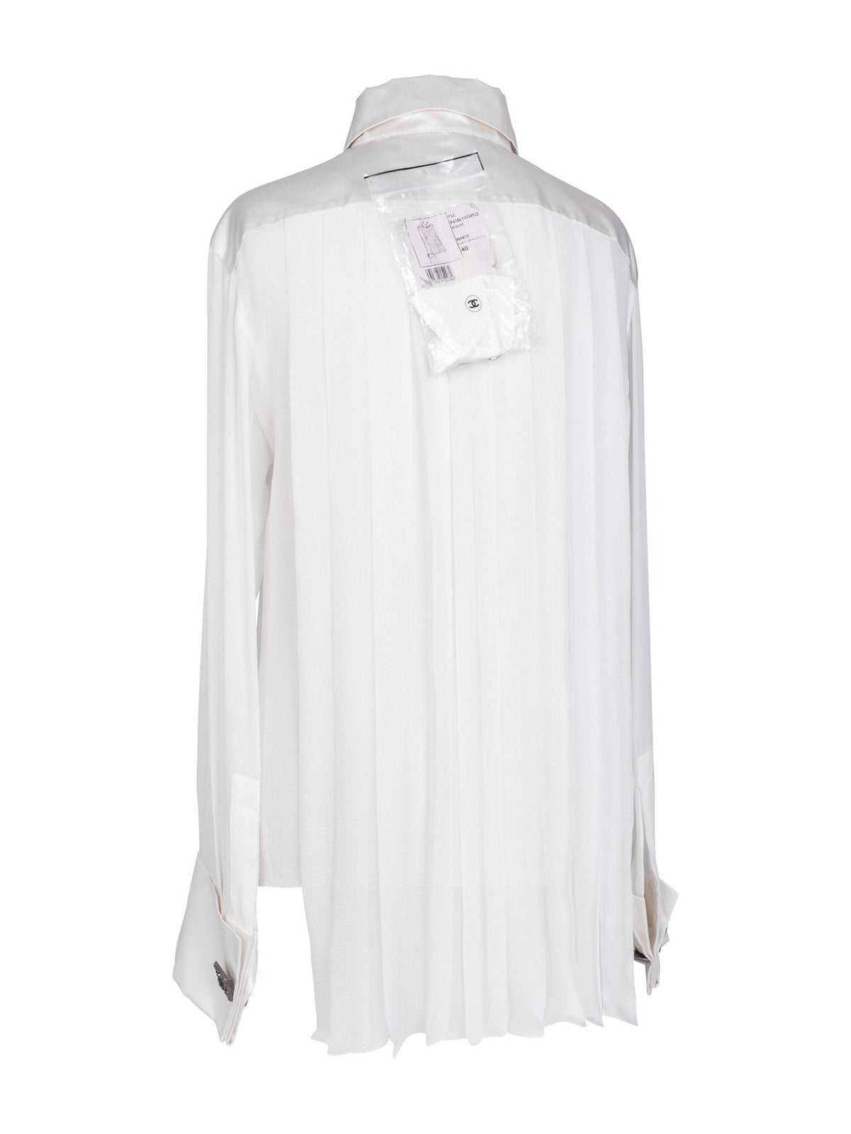 Chanel Silk Gripoix Pleated Blouse Ivory