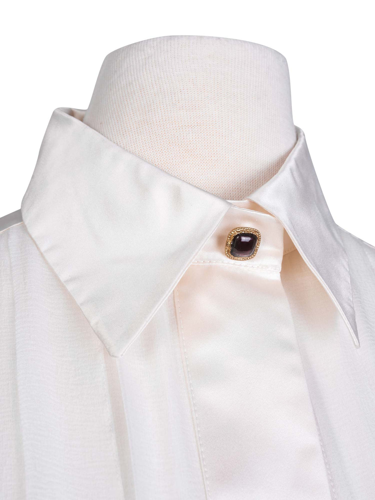Chanel Silk Gripoix Pleated Blouse Ivory