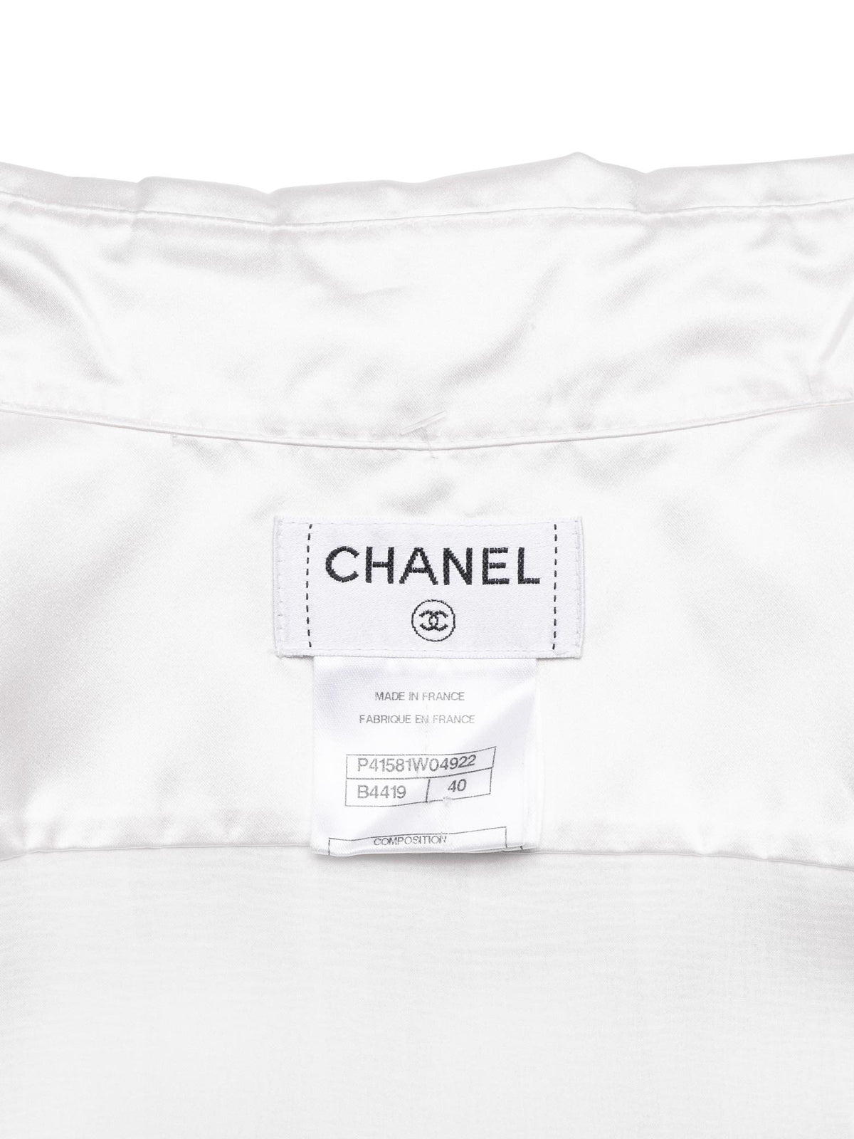 Chanel Silk Gripoix Pleated Blouse Ivory
