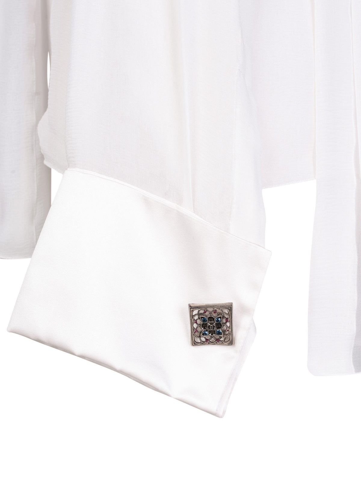 Chanel Silk Gripoix Pleated Blouse Ivory