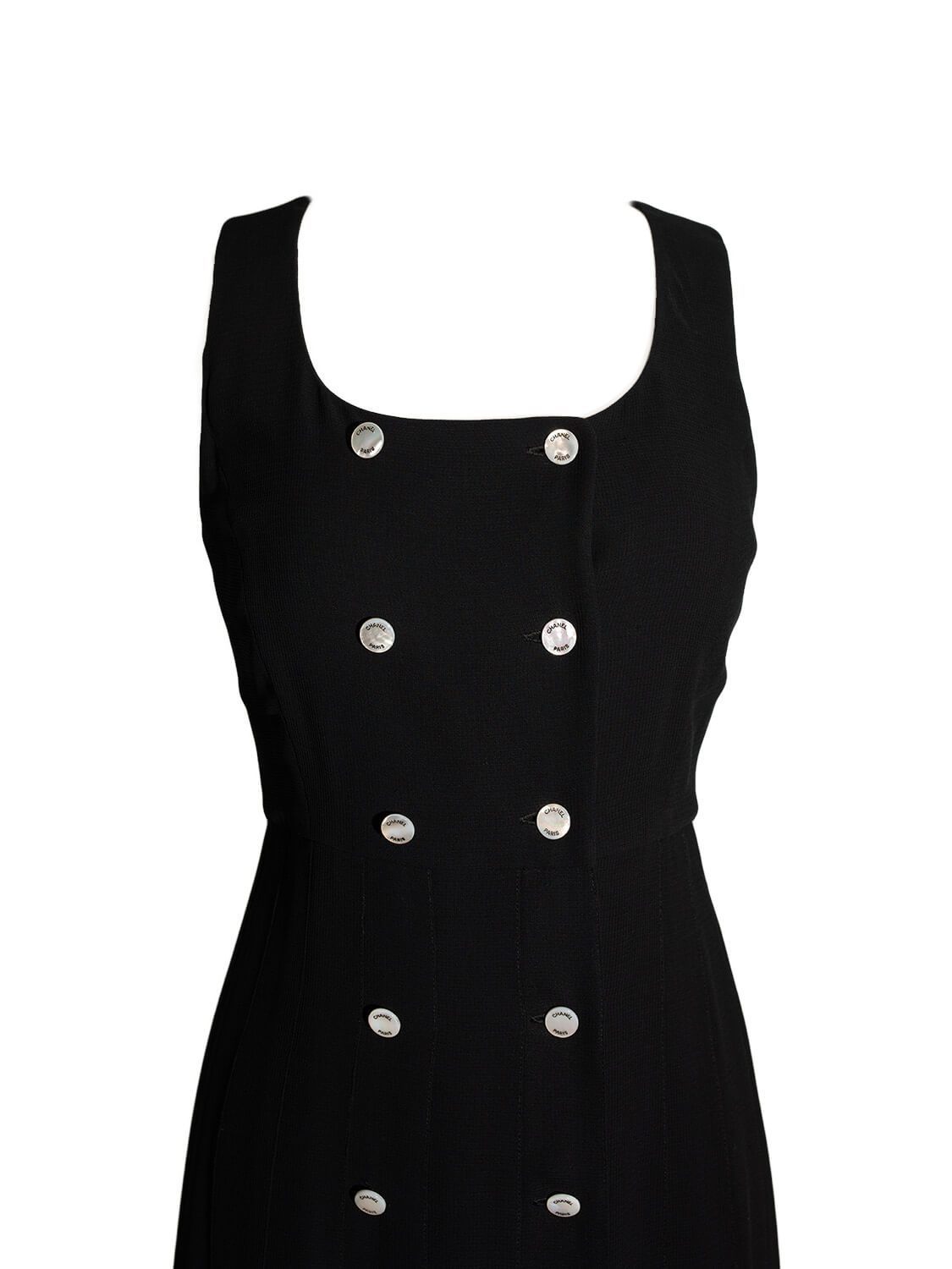 Chanel Silk Pleated Mini Dress Black