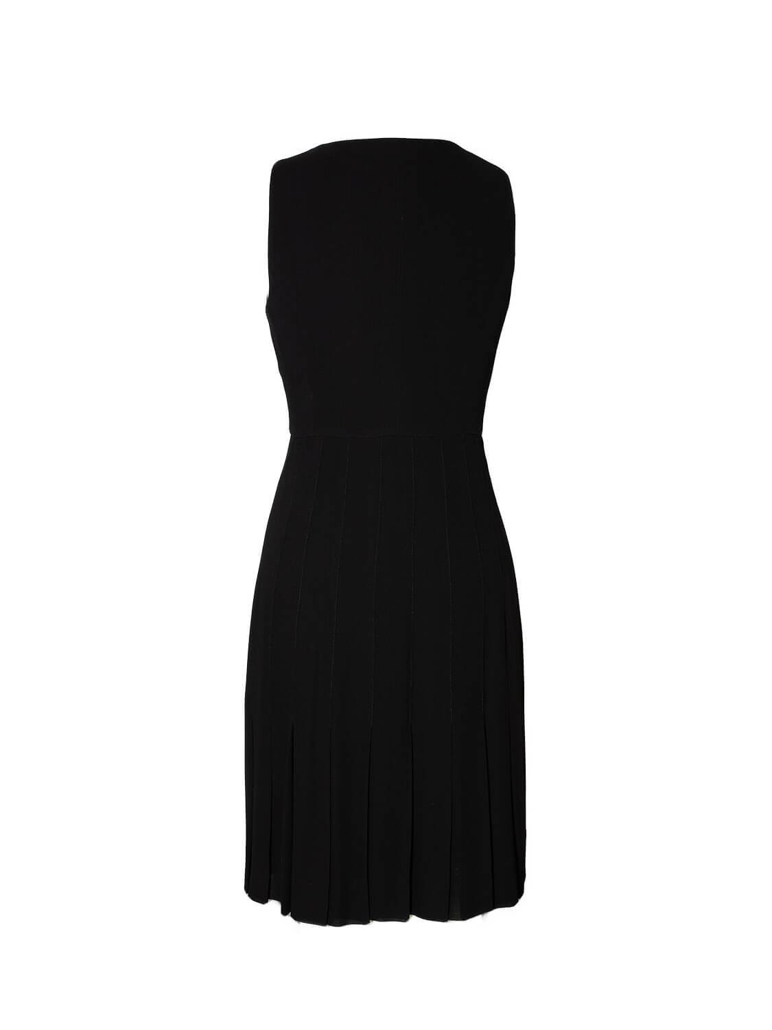 Chanel Silk Pleated Mini Dress Black