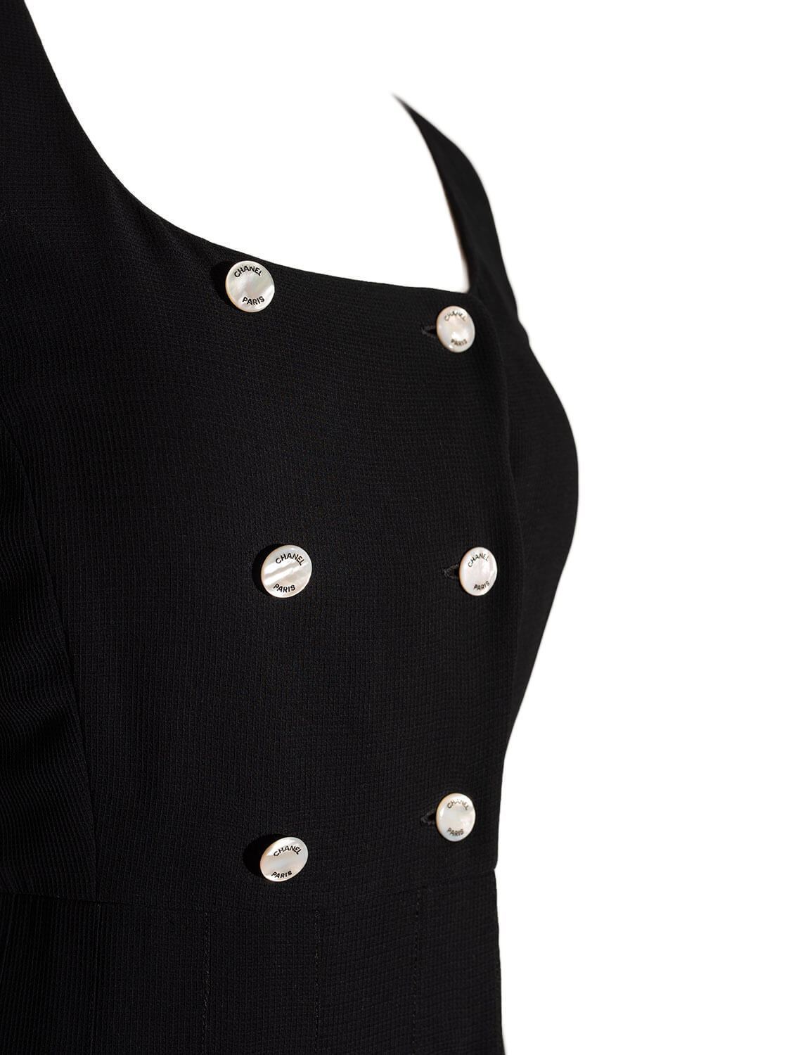 Chanel Silk Pleated Mini Dress Black