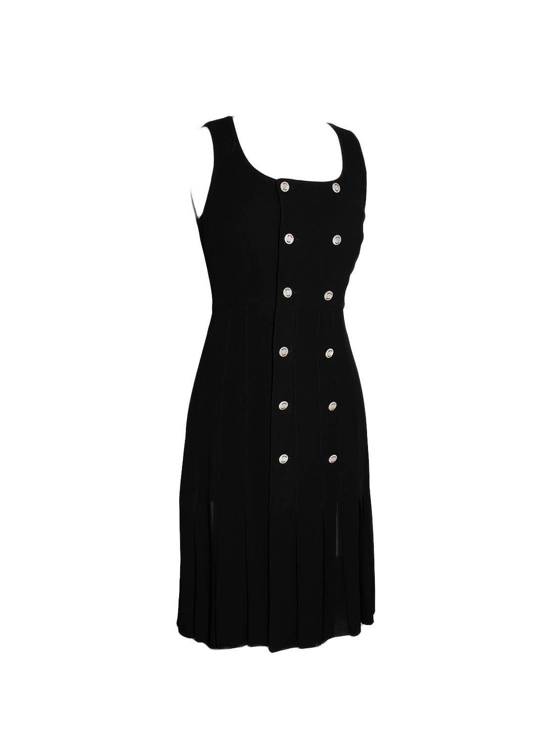 Chanel Silk Pleated Mini Dress Black