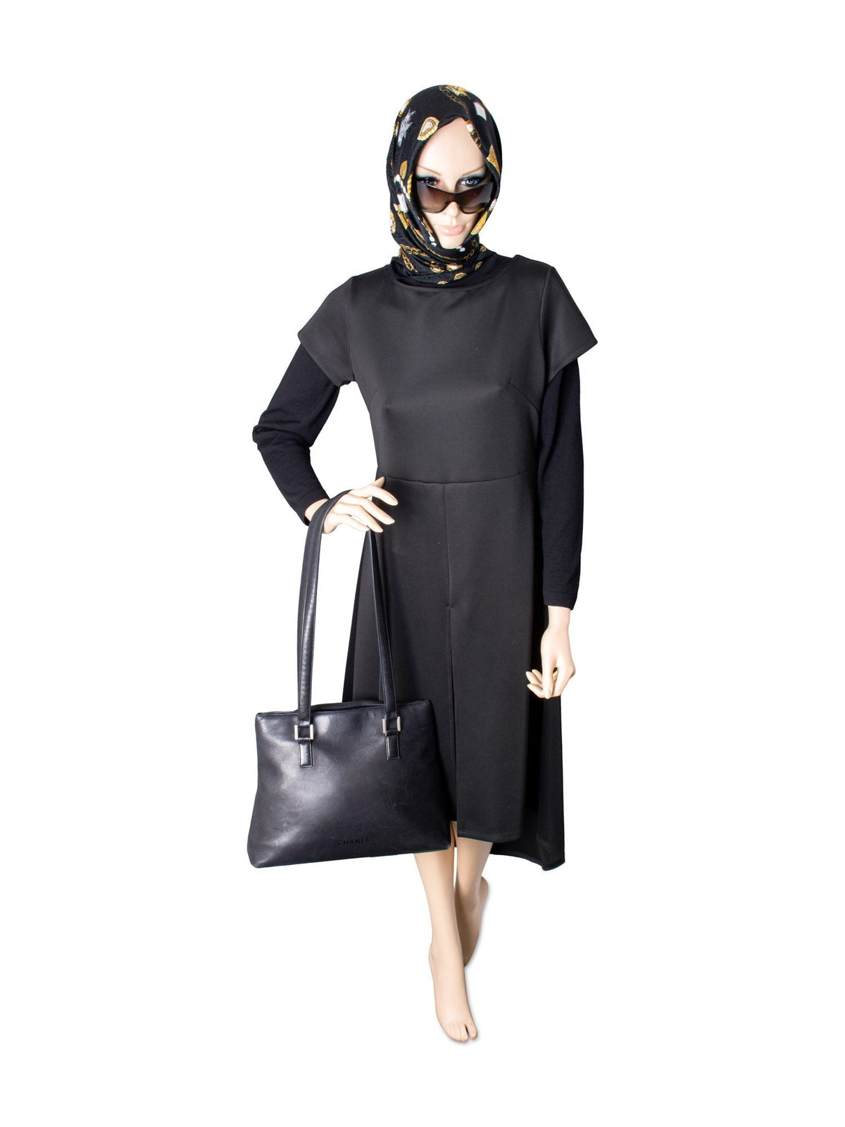 Chanel Soft Leather Logo Shopper Bag Black