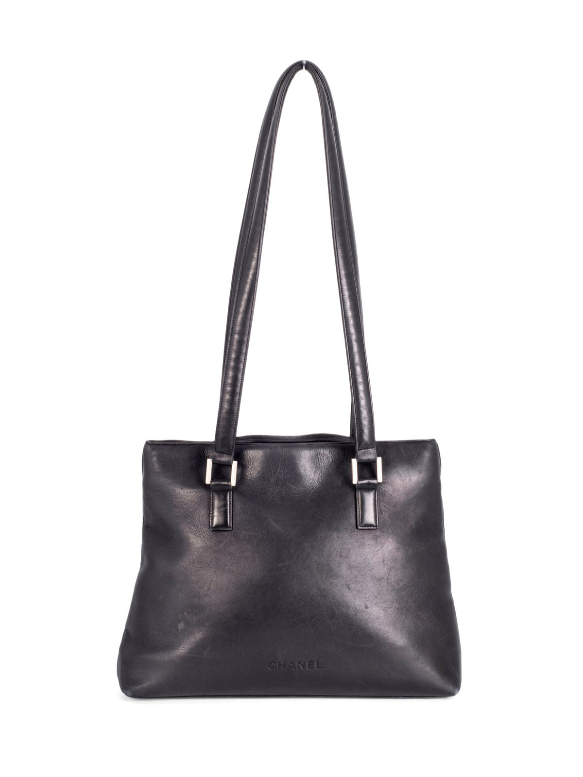 Chanel Soft Leather Logo Shopper Bag Black