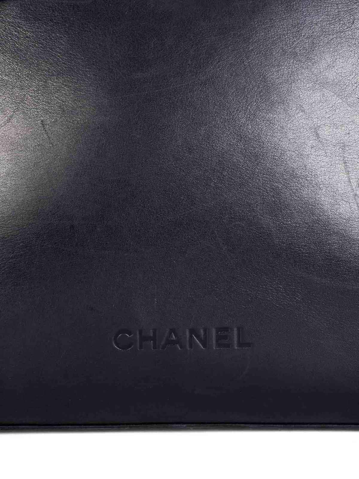 Chanel Soft Leather Logo Shopper Bag Black