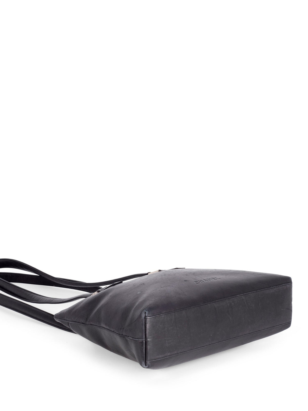 Chanel Soft Leather Logo Shopper Bag Black