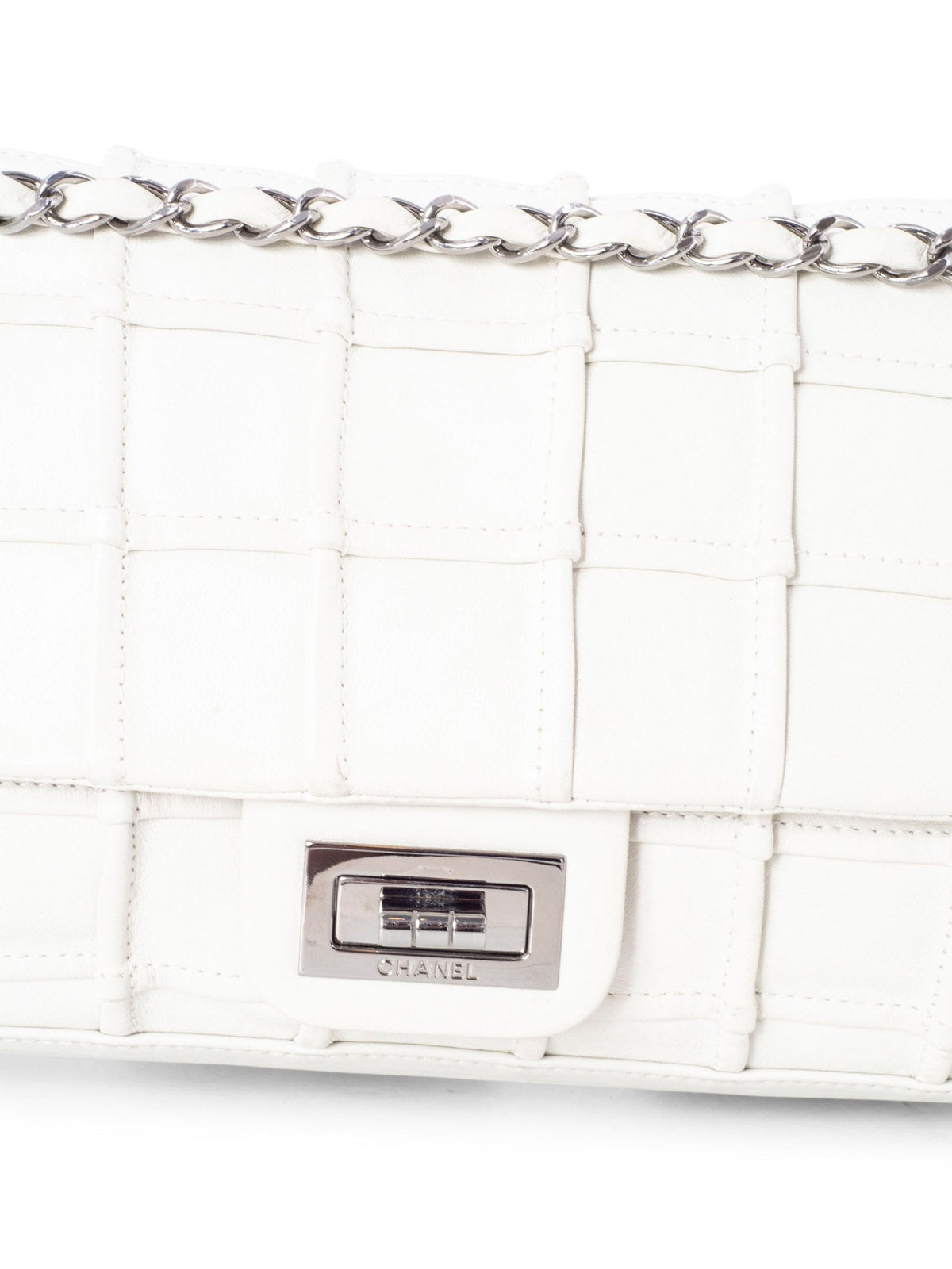 Chanel Square Quilted Leather Medium Reissue Flap Bag White