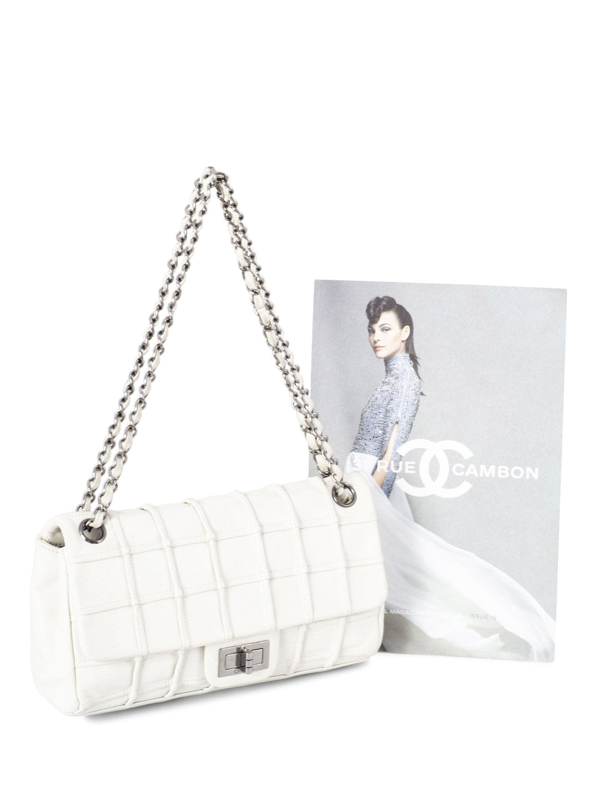 Chanel Square Quilted Leather Medium Reissue Flap Bag White