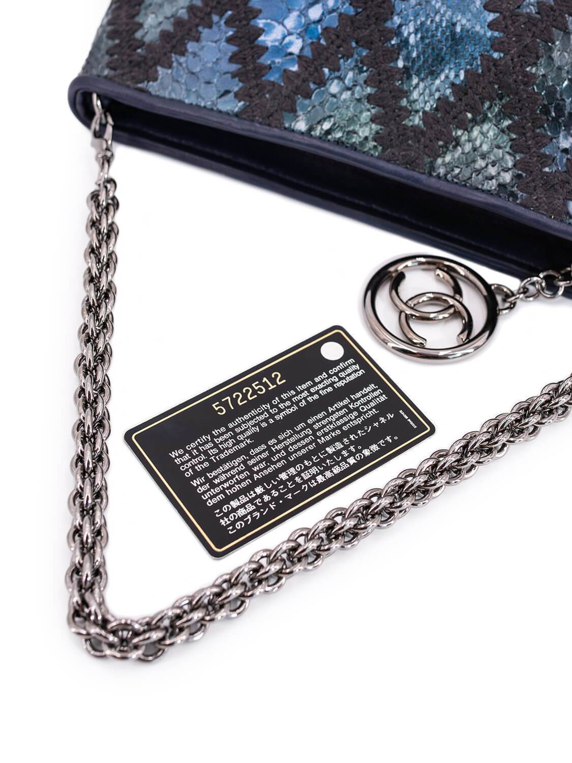 Chanel Stitch CC Logo Pochette Bag Blue Green