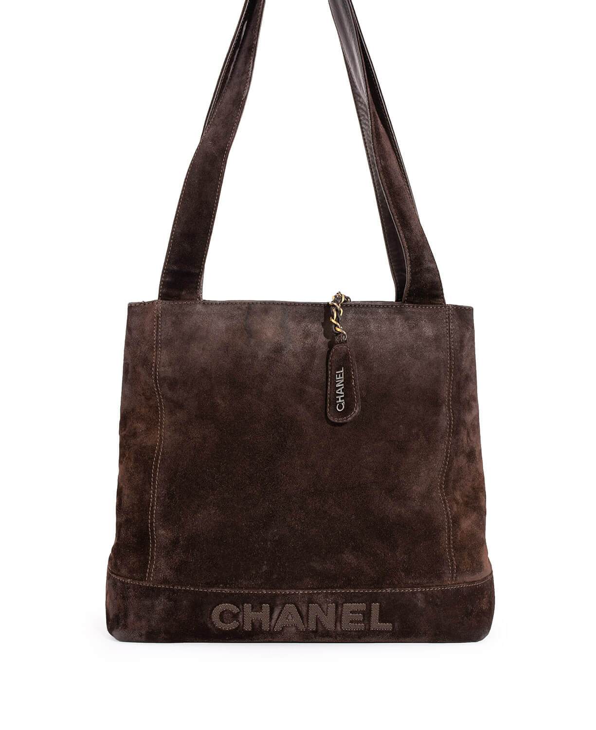 Chanel Suede Shoulder Bag Brown