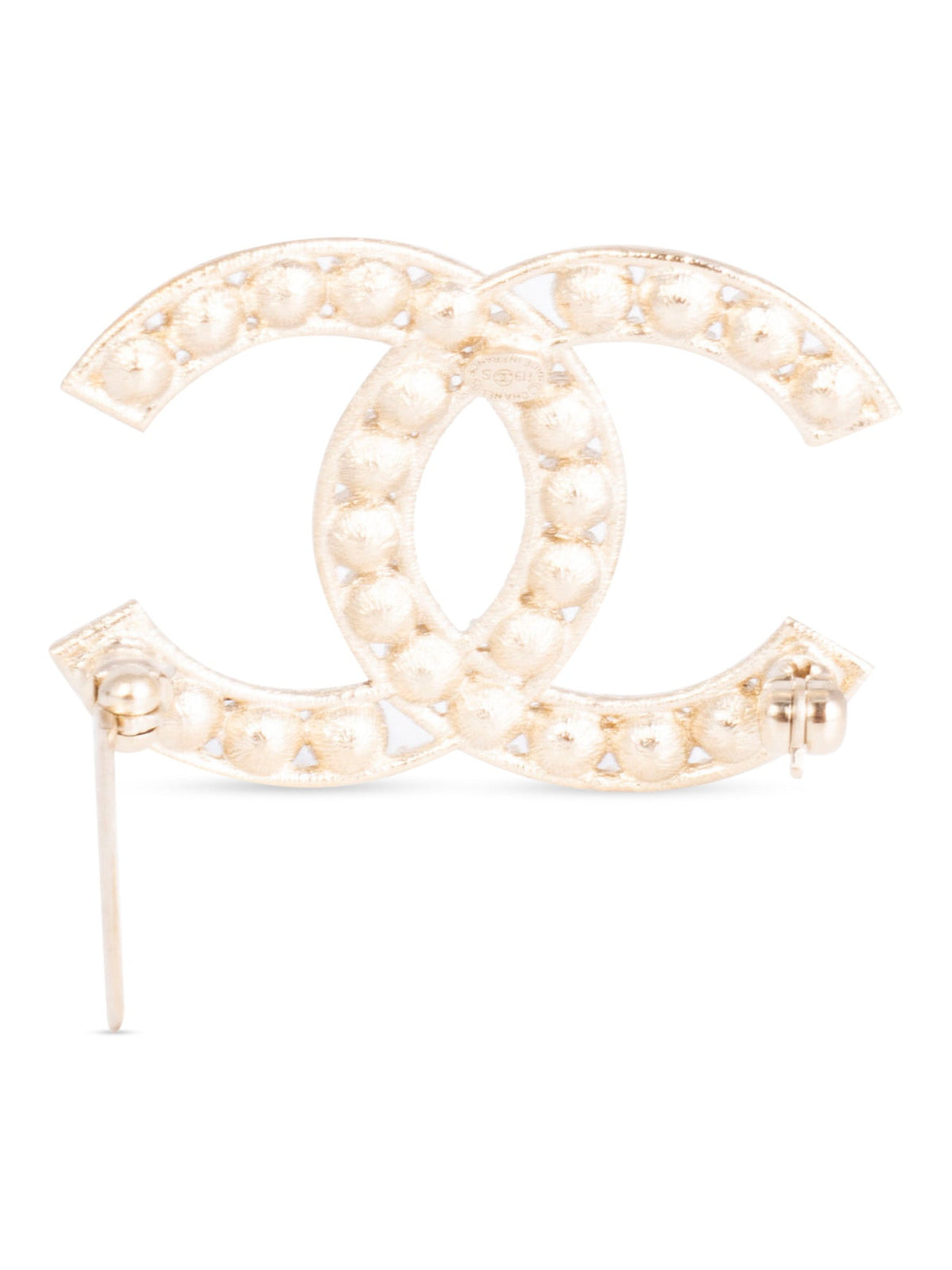 Chanel Swarovski Crystal CC Logo Brooch Pin Gold