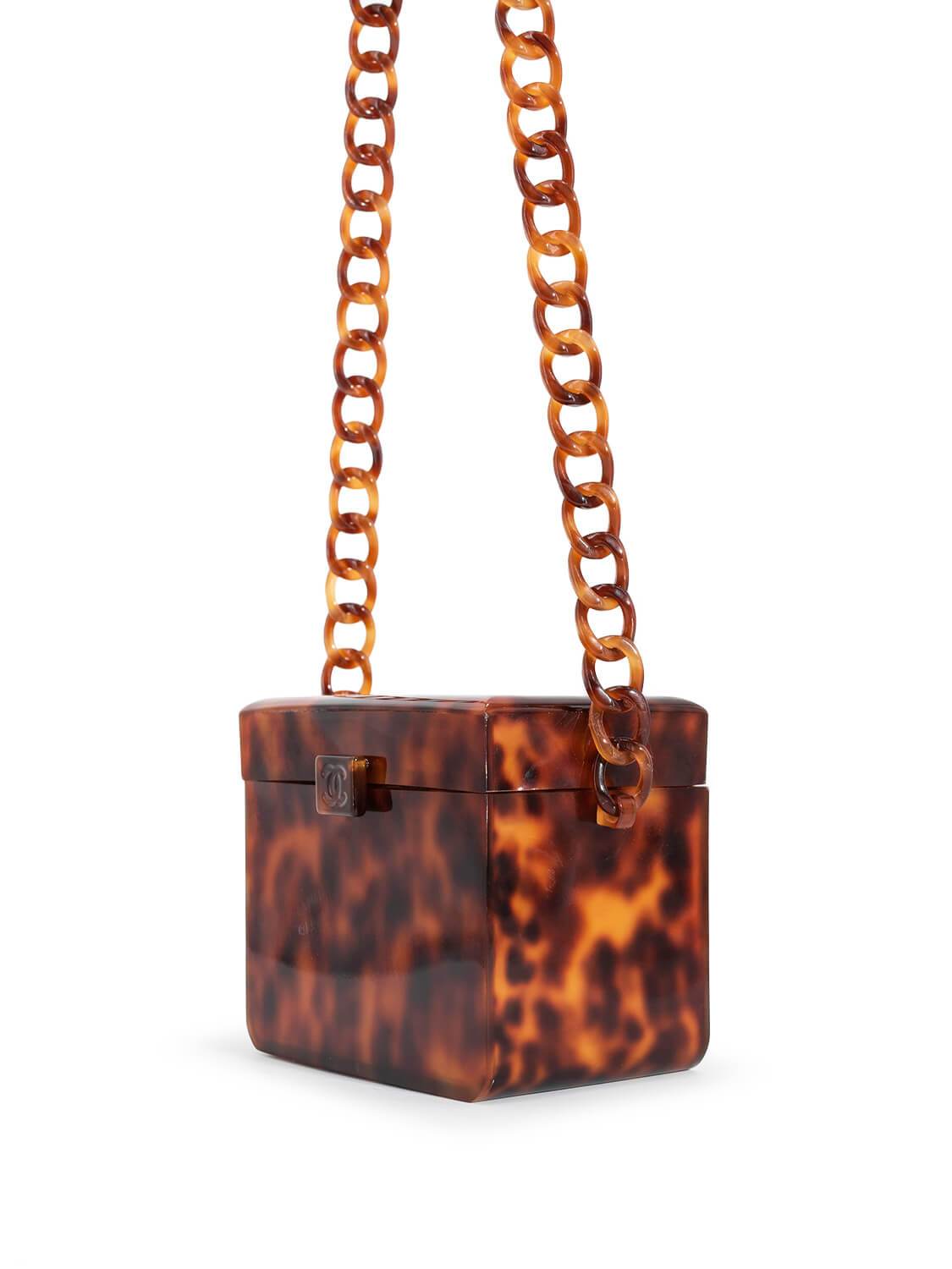 Chanel Tortoiseshell Plexiglass Mini Box Bag Brown
