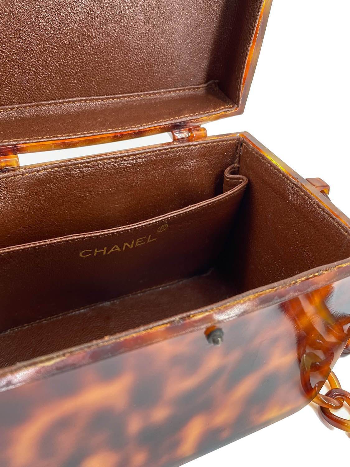 Chanel Tortoiseshell Plexiglass Mini Box Bag Brown